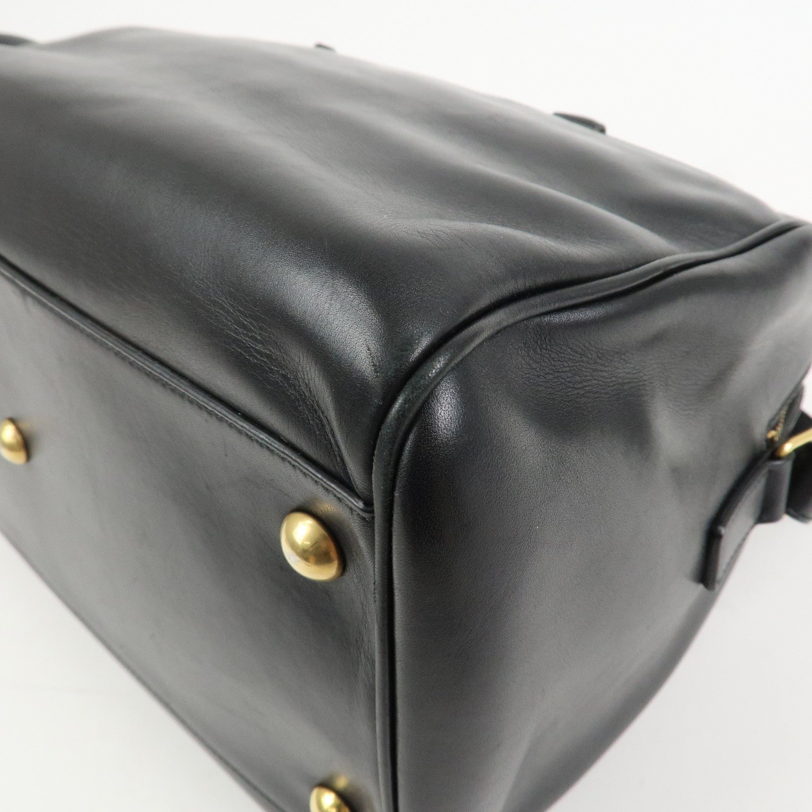SAINT LAURENT PARIS Duffle 6 Leather 2Way Bag Hand Bag Black 322049