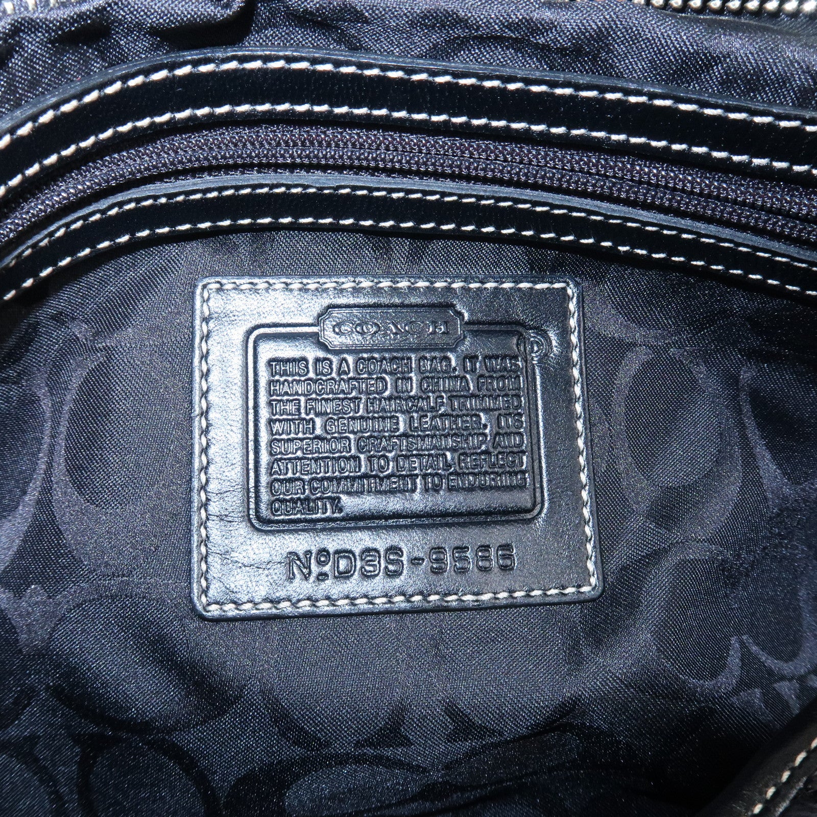 COACH Logo Unborn Calf Leather Shoulder Bag Hand Bag Black