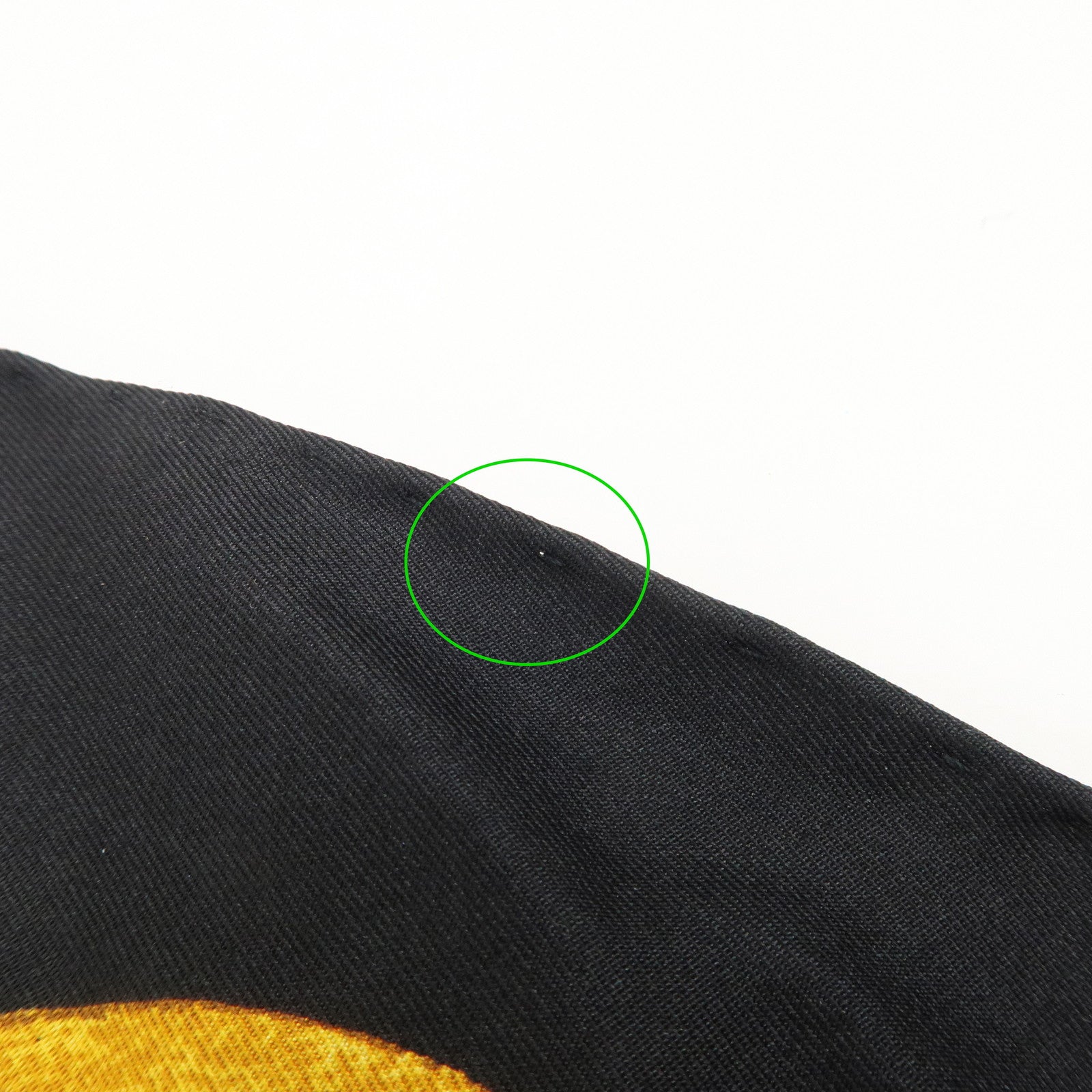 CHANEL COCO Mark Silk 100% Scarf Chain Pattern Black Gold Used