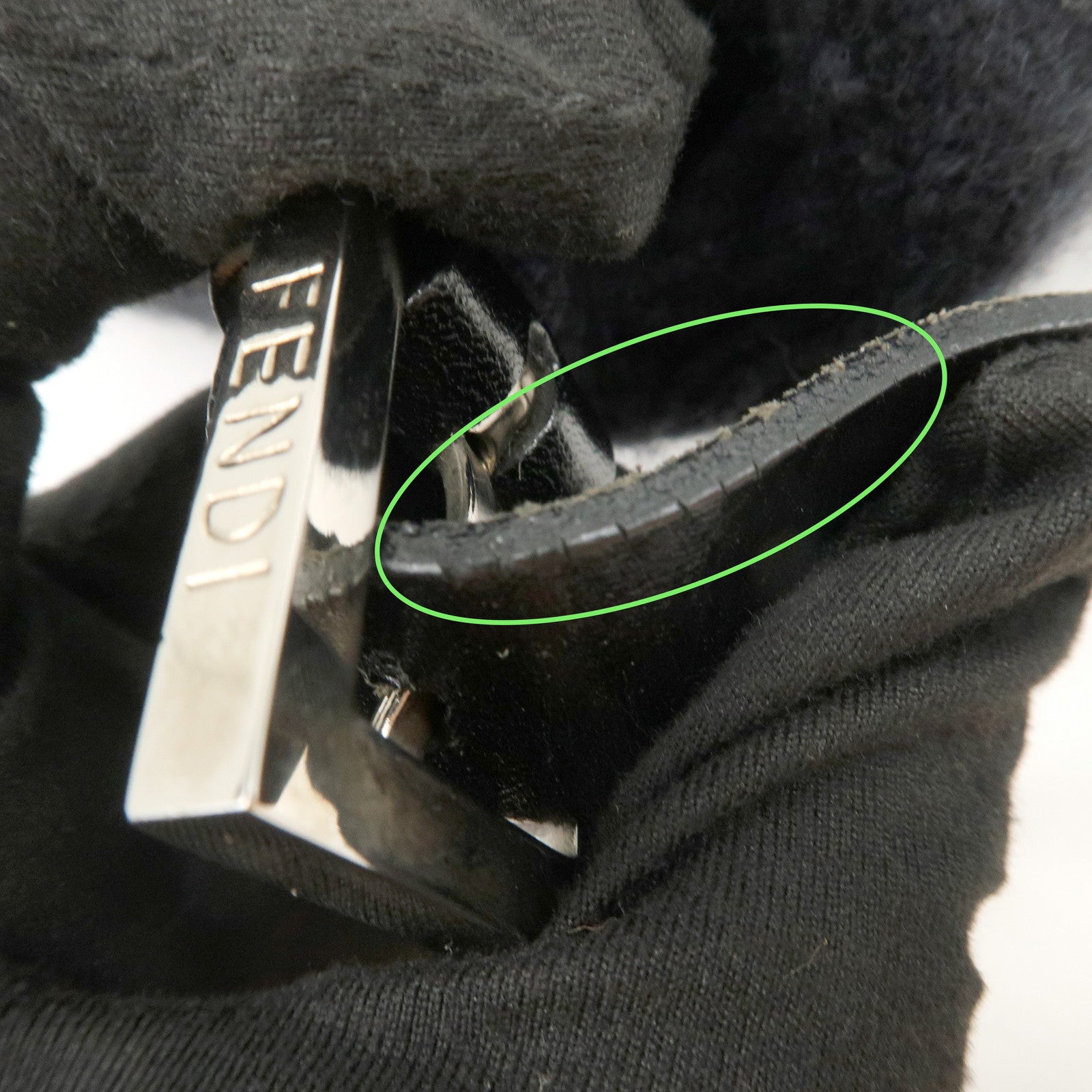 FENDI Mamma Baguette Knit Leather Shoulder Bag Dark Navy 26424