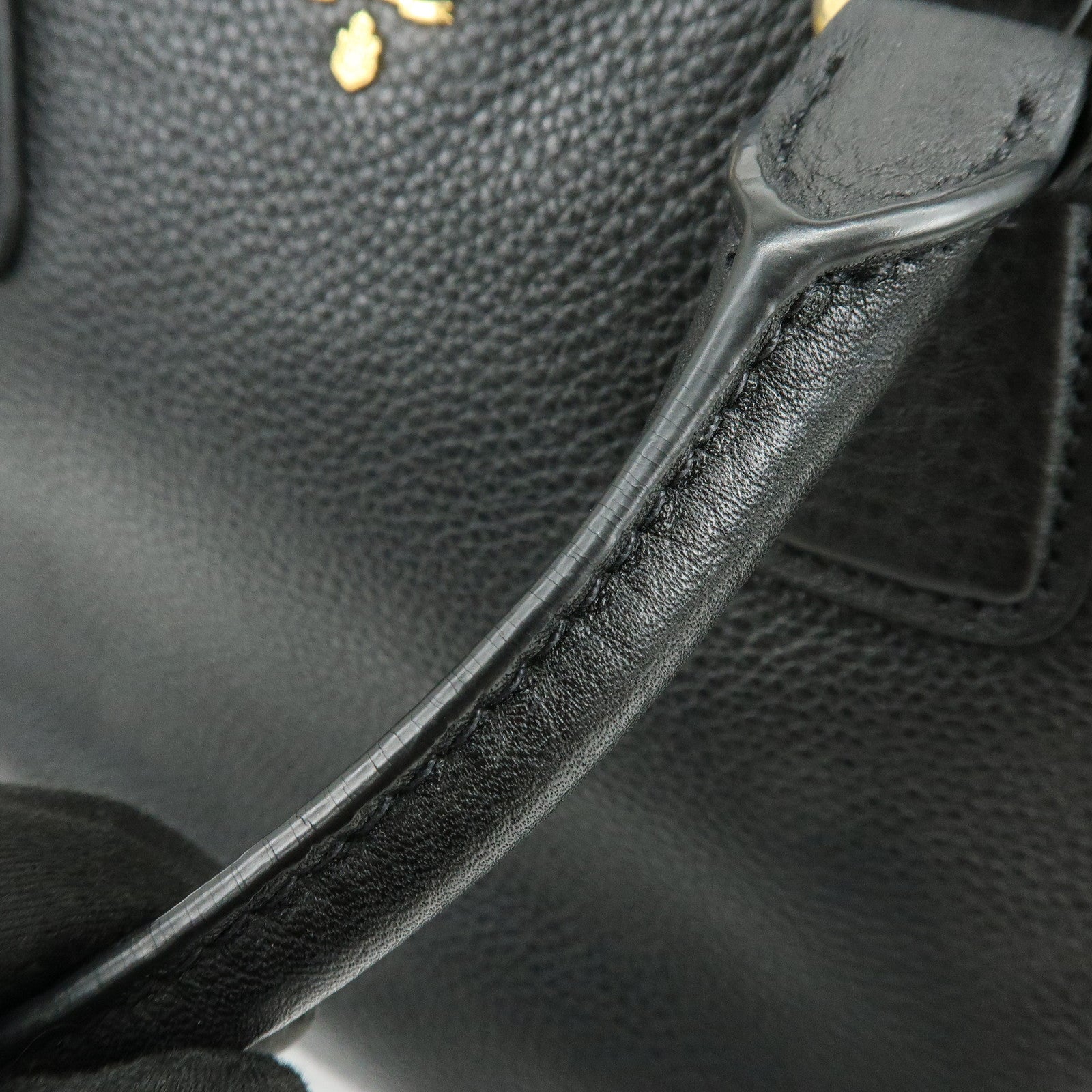 PRADA Calf Leather Tote Bag Hand Bag Black BN2579