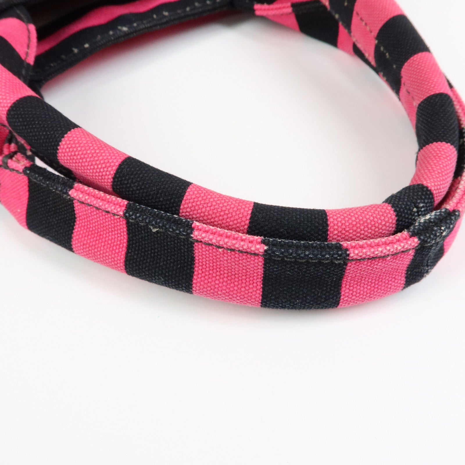 PRADA Canapa Large Triangle Logo Tote Bag Striped Pink Black B1872B