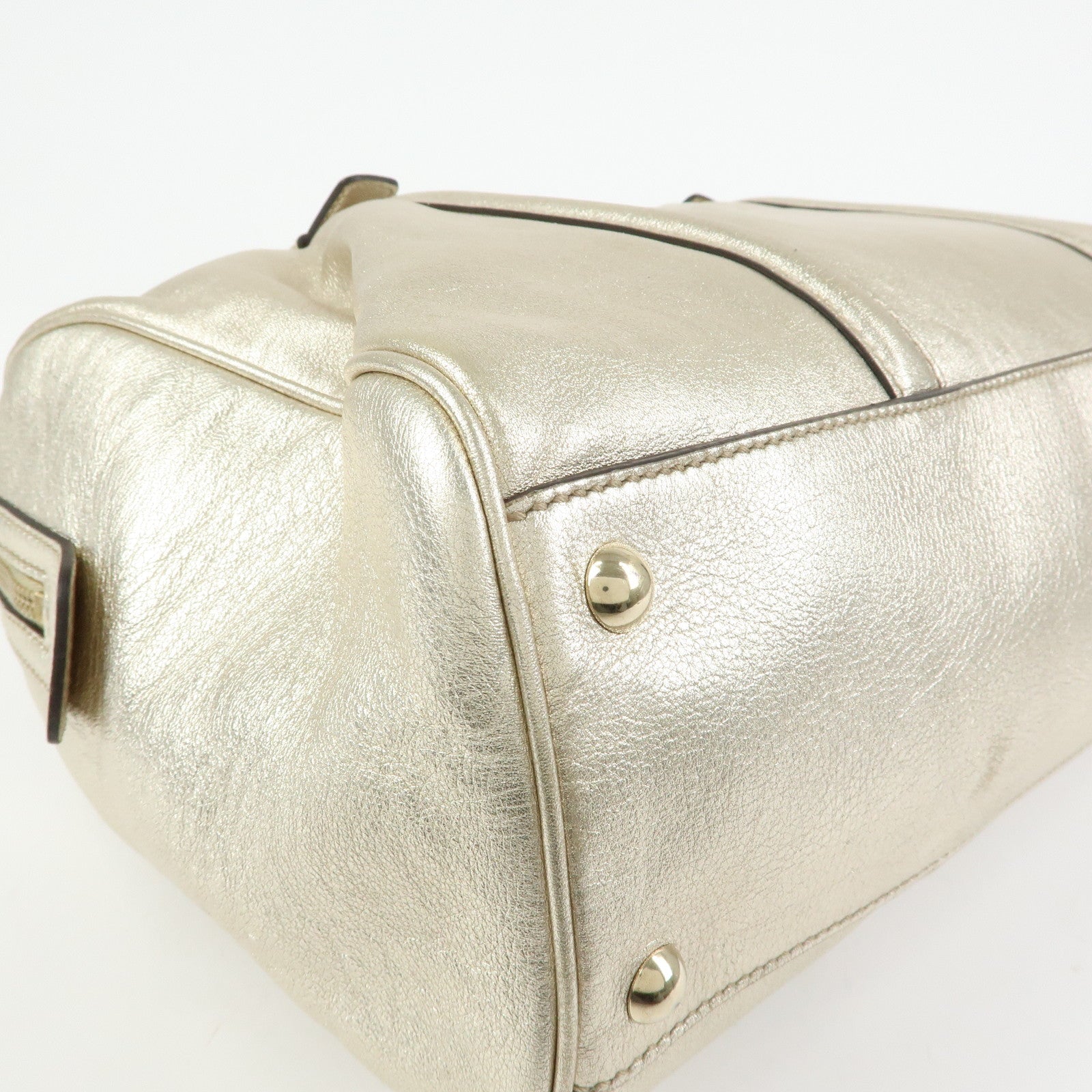 GUCCI Interlocking G Leather Boston Bag Hand Bag Gold 170010