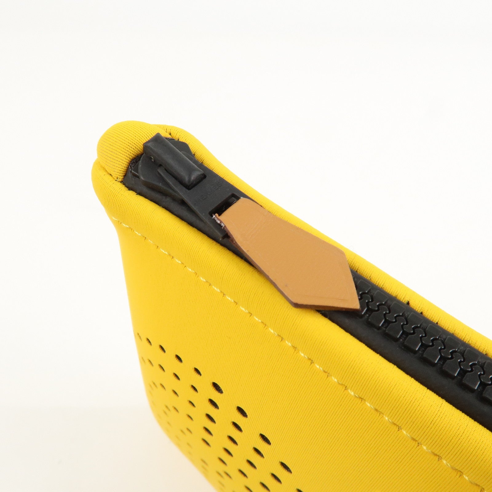 HERMES Neoprene Leather Neobain PM Pouch Cosmetic Pouch Yellow