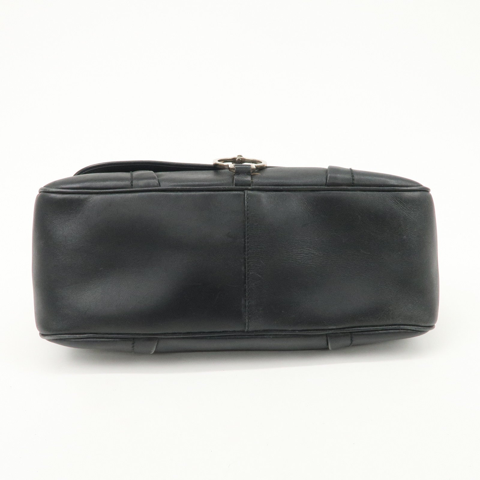PRADA Leather Shoulder Bag Hand Bag Black