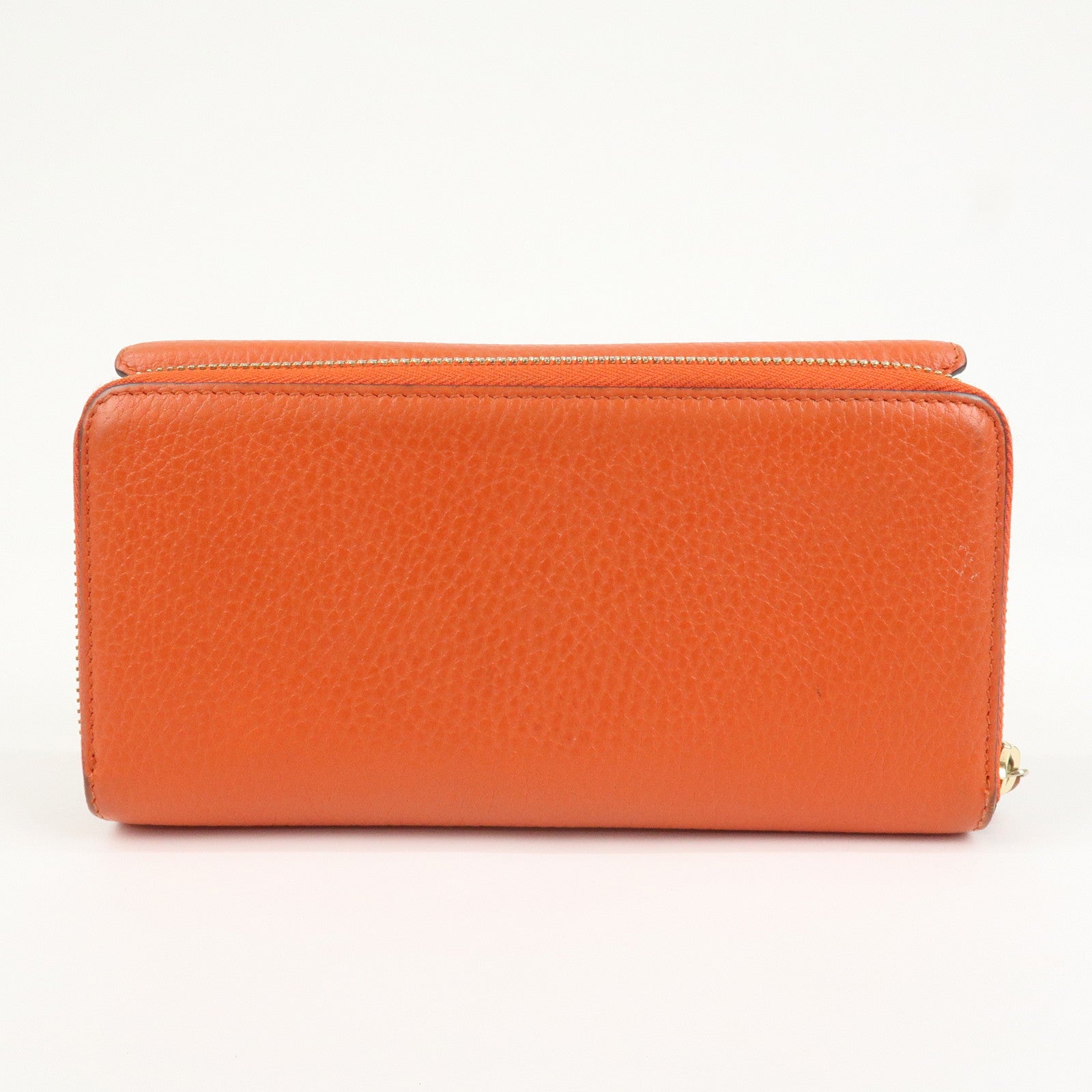 GUCCI Interlocking G Leather Flap Round Zippy Long Wallet 449397