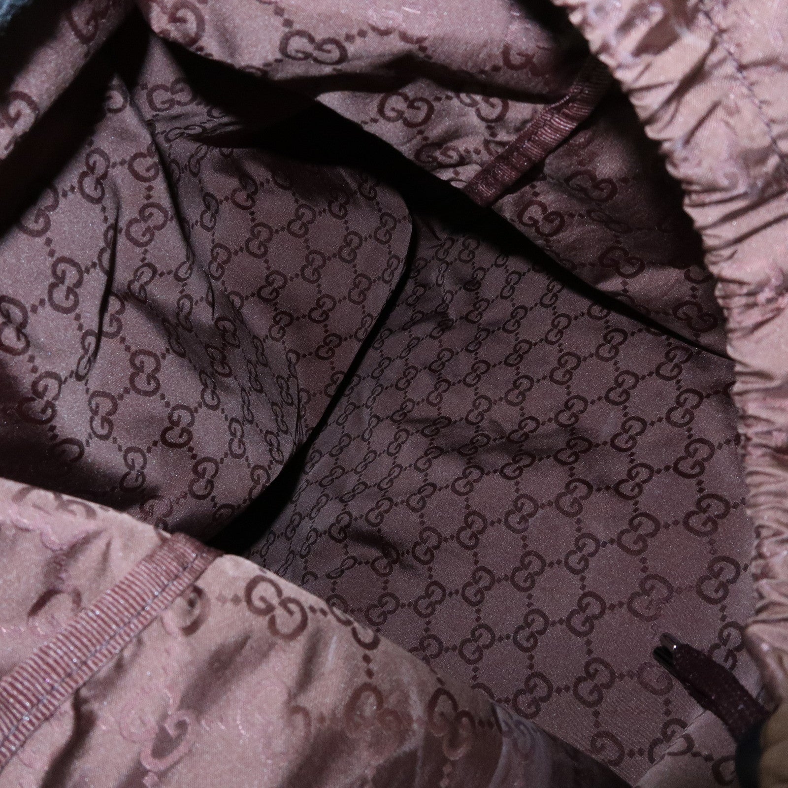 GUCCI GG Nylon Leather Backpack Brown 223670