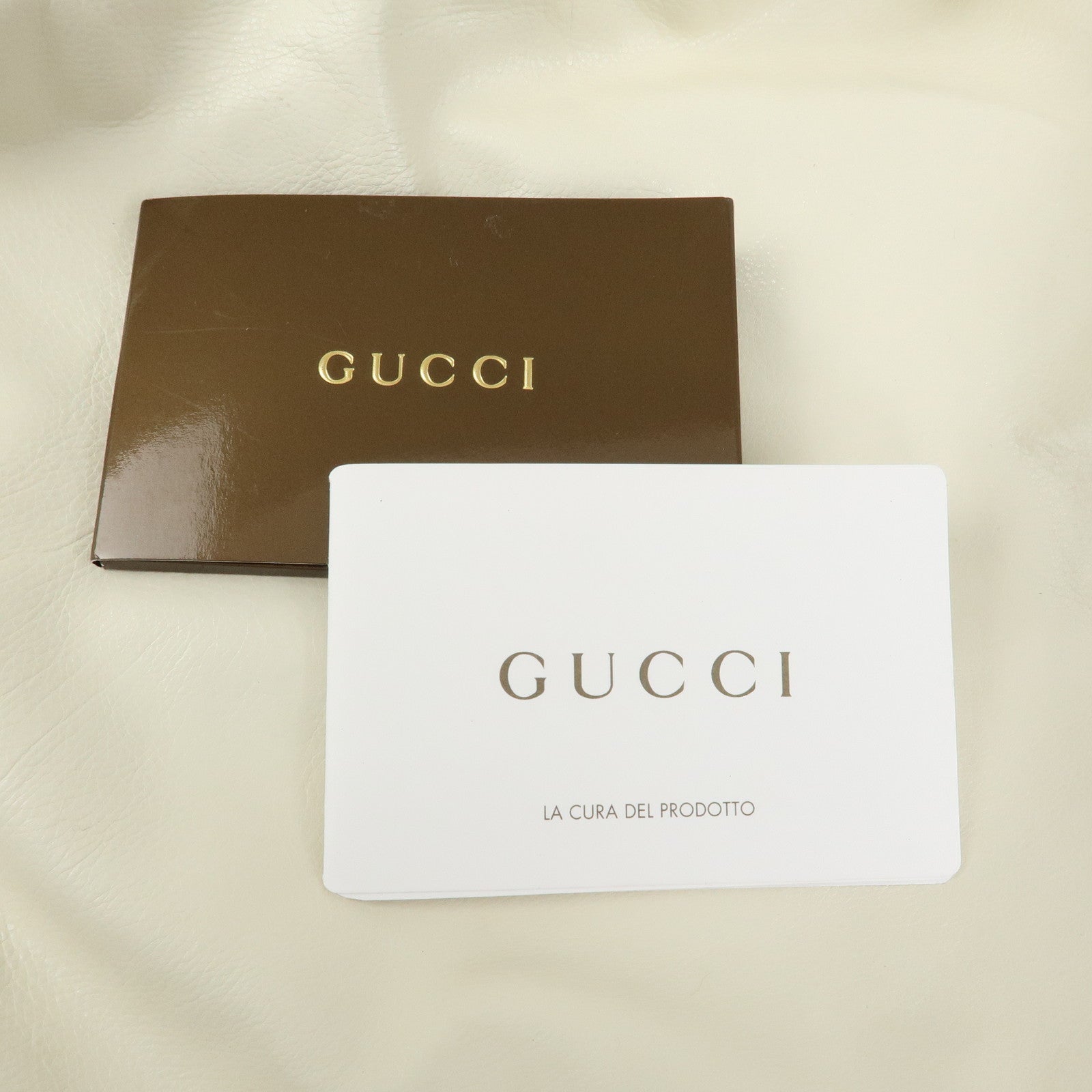 GUCCI Interlocking G Crest Leather Shoulder Bag Ivory 181492