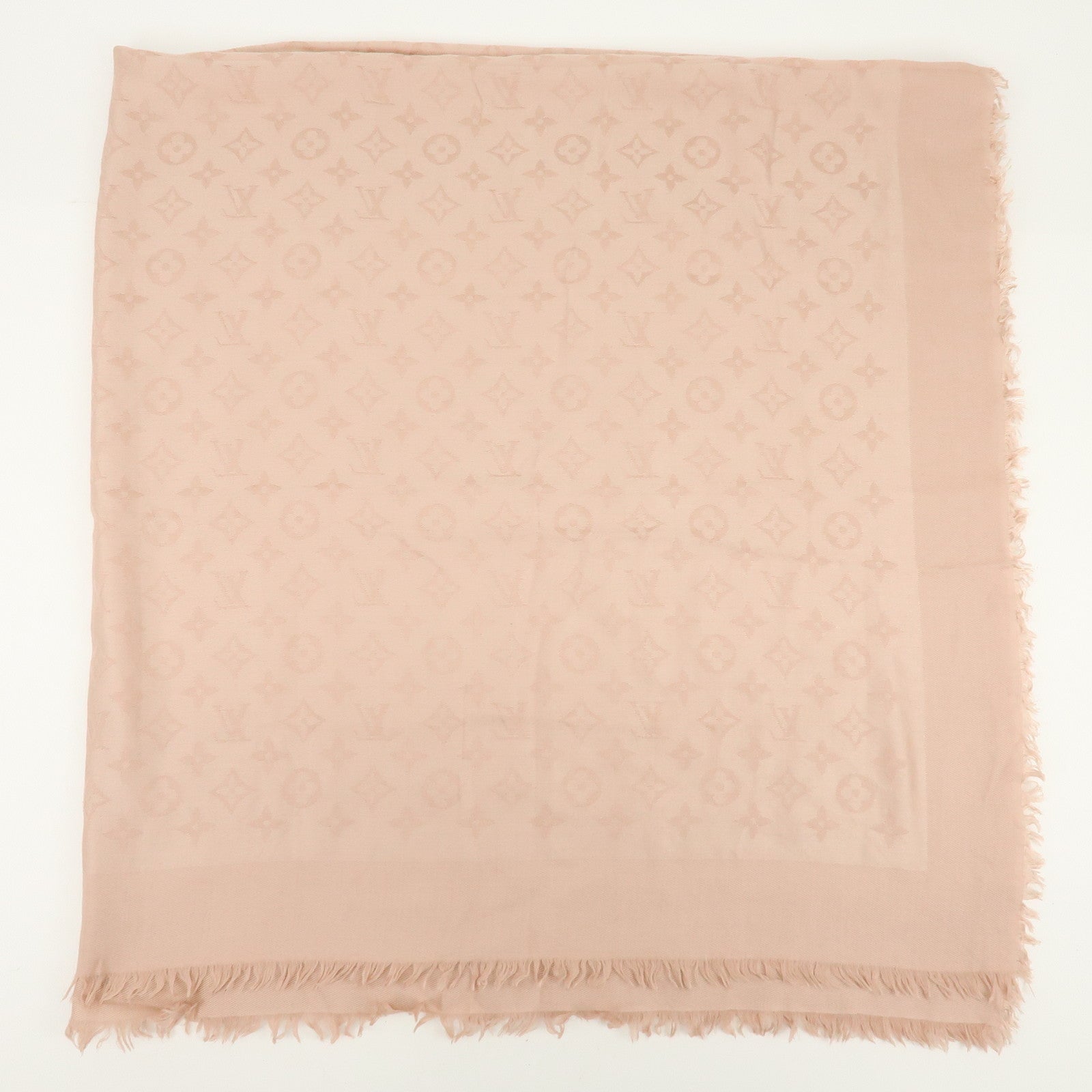 Louis Vuitton Monogram Silk Wook Scarf Shawl Pink 402336
