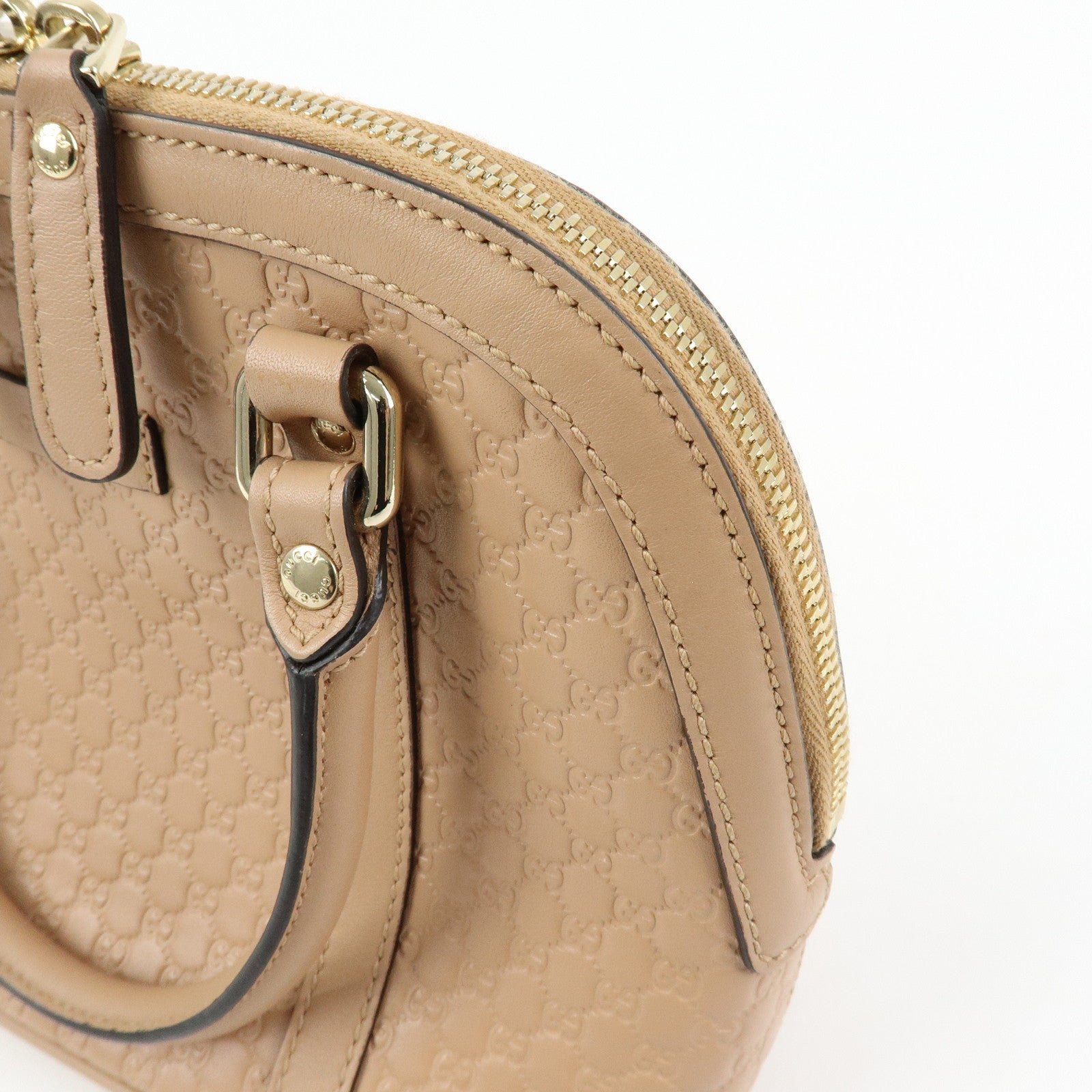 GUCCI Microguccissima Leather 2Way Bag Hand Bag Beige 449654
