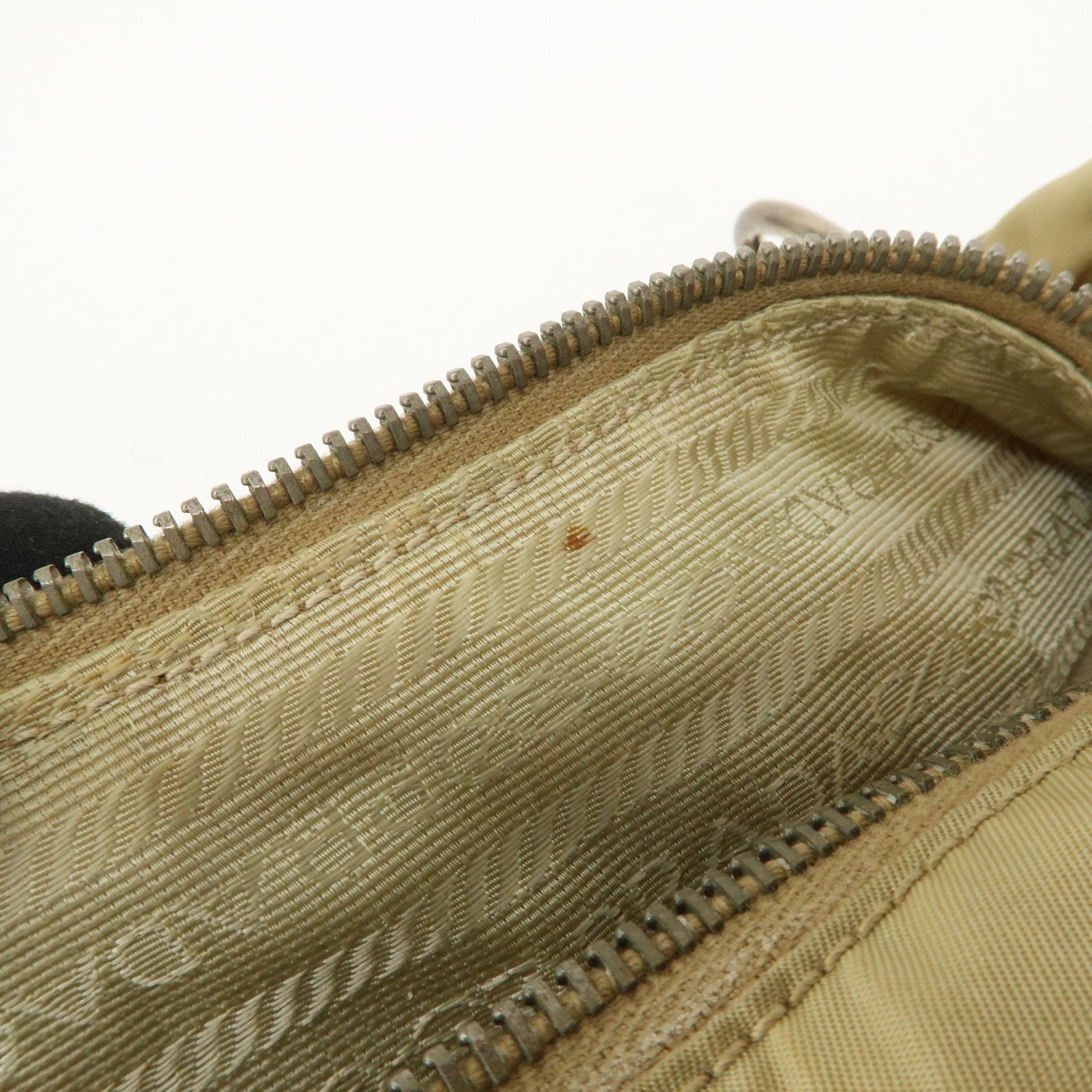 PRADA Logo Nylon Leather Shoulder Bag Hand Bag Beige BR3315