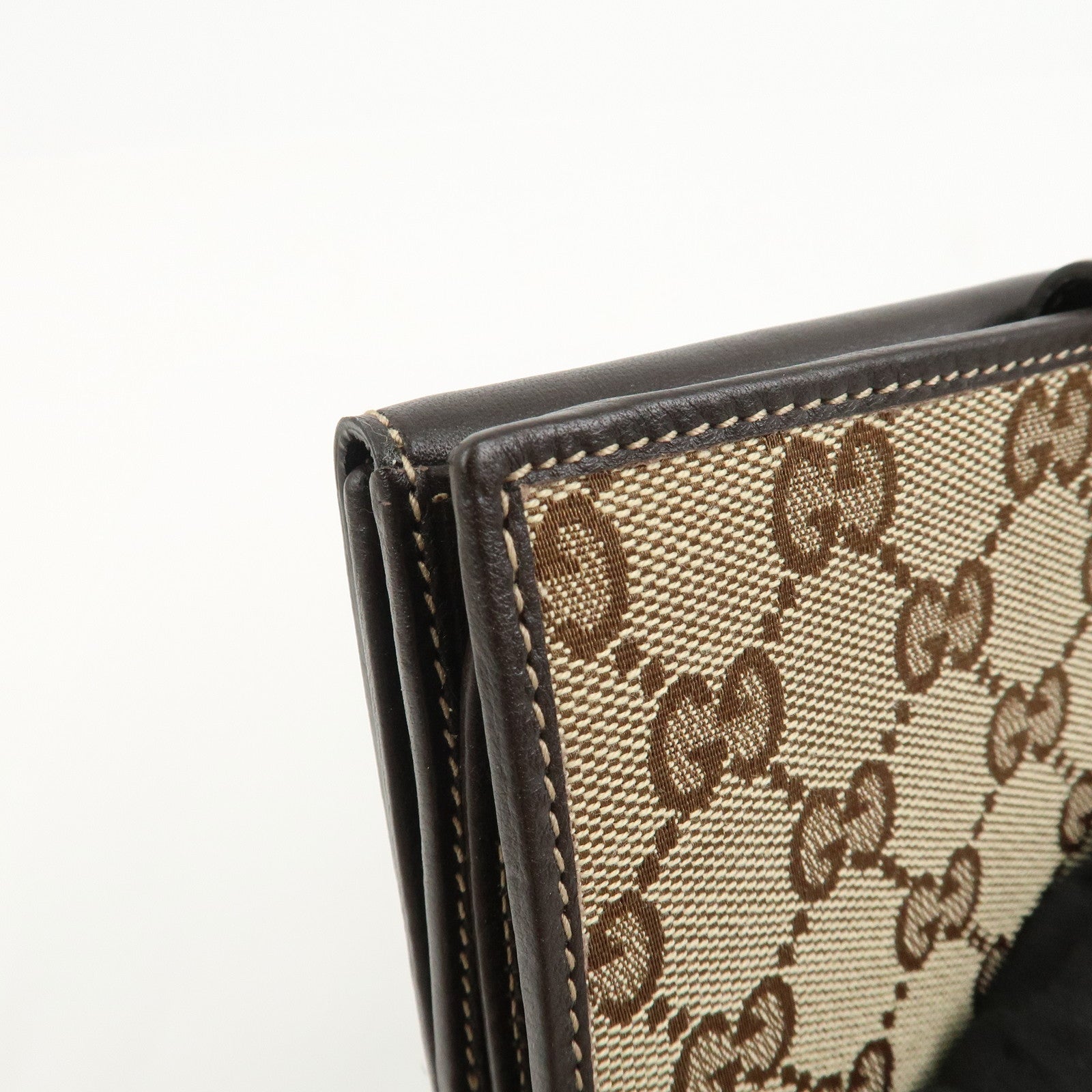 GUCCI Lovely Heart GG Canvas Bi-fold Long Wallet Beige Brown 203550