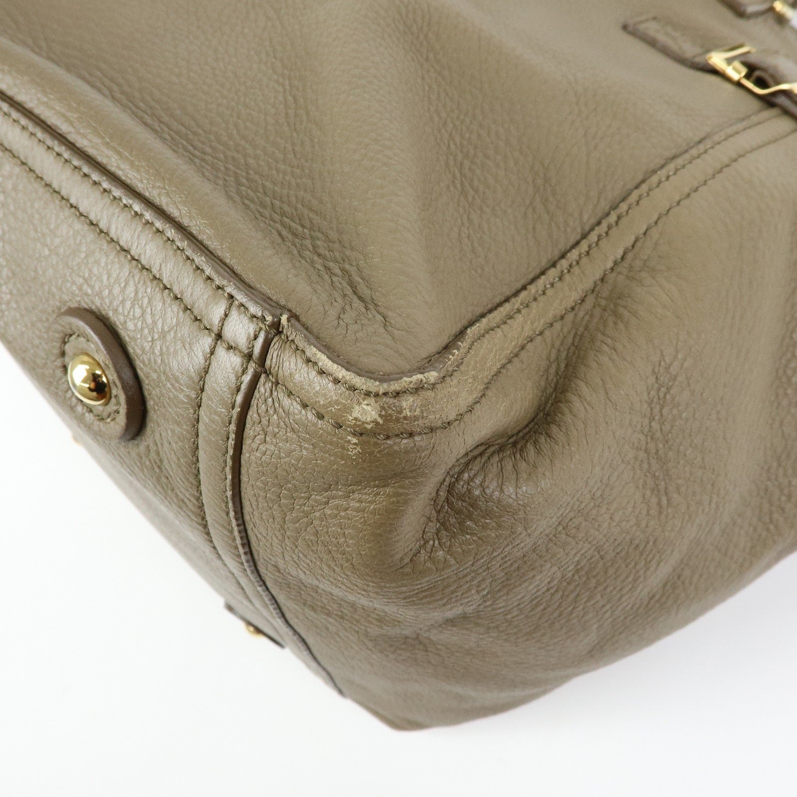 SAINT LAURENT PARIS Y Line Leather Tote Shoulder Bag Brown 257427
