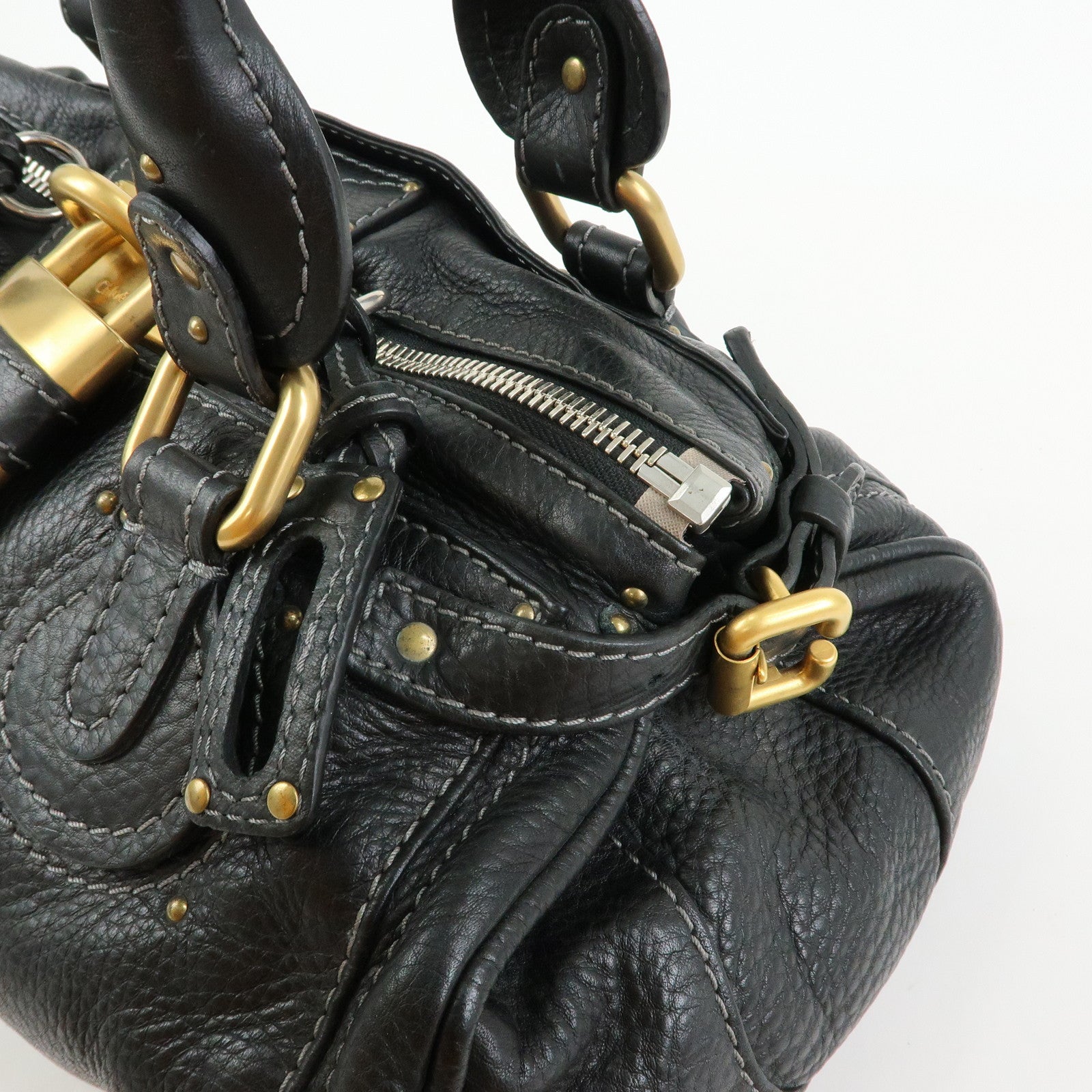 Chloe Paddington Leather Tote Bag Hand Bag Black