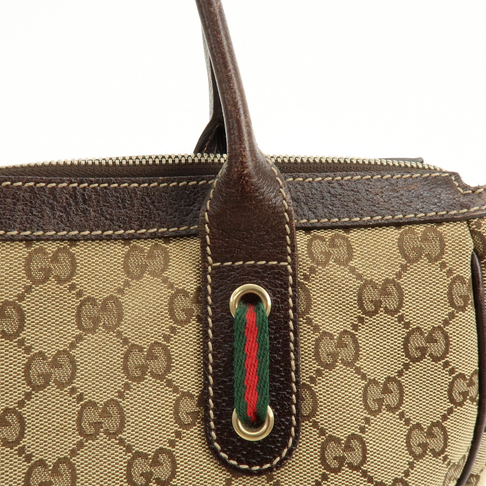 GUCCI Sherry Princy GG Canvas Leather Tote Bag Shoulder Bag 177052