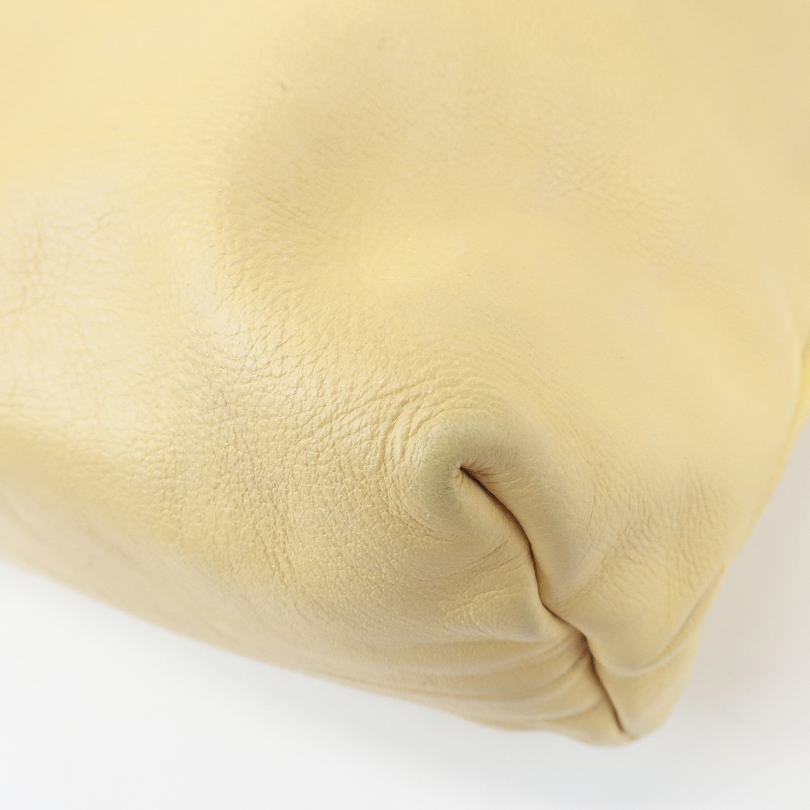 CHANEL COCO Mark Lamb Skin 2Way Bag Tote Bag Yellow Used