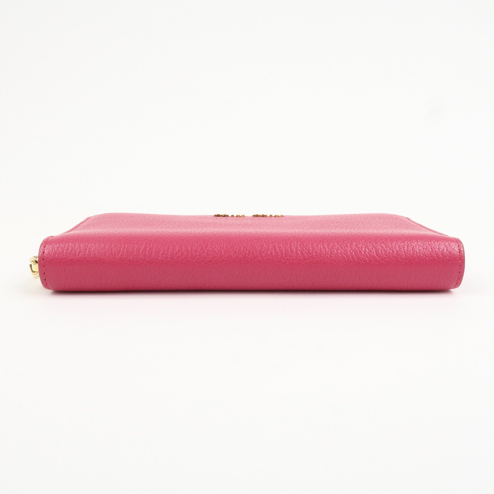 MIU MIU Logo Leather Round Zippy Wallet Pink 5M0506