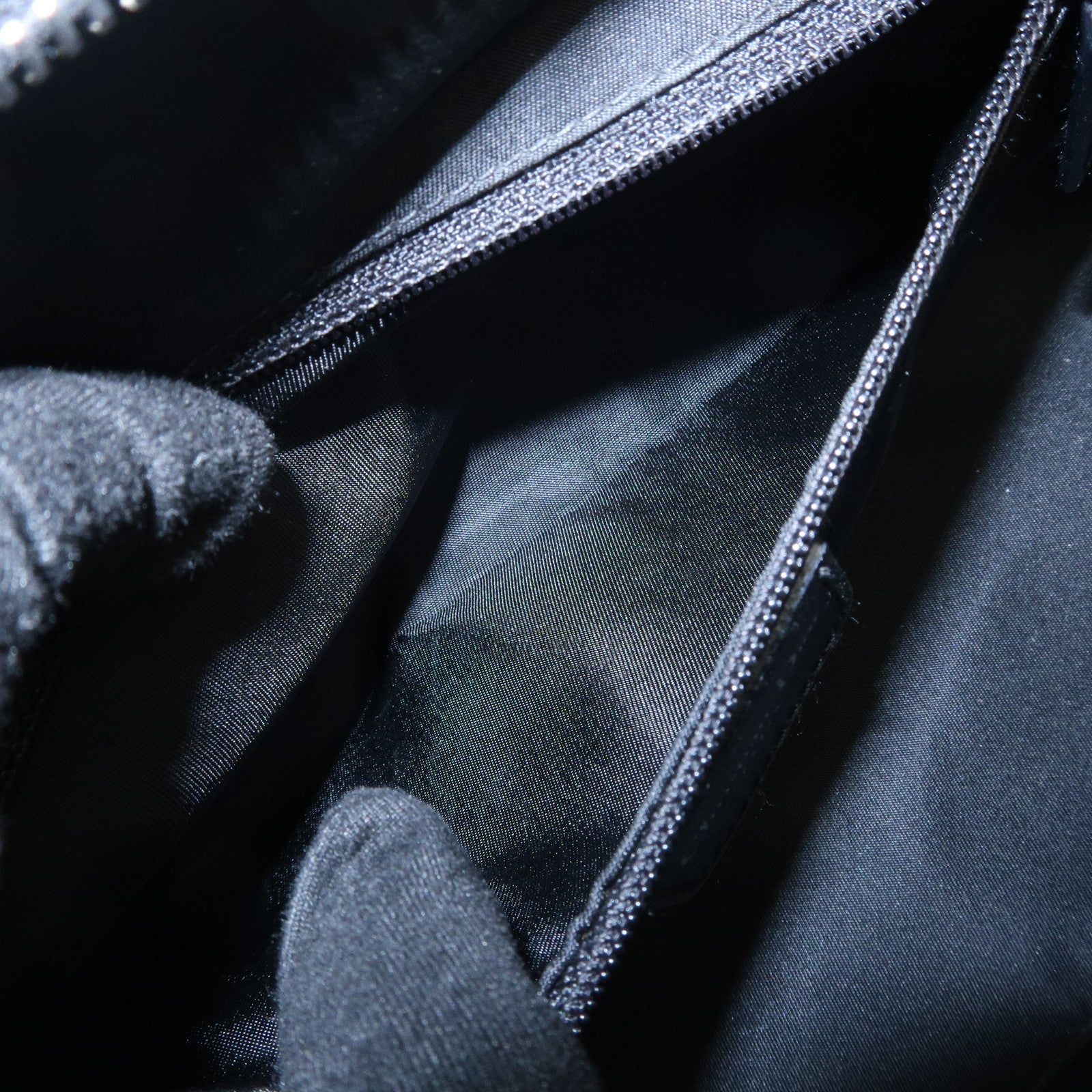 Christian Dior Trotter CD Logo Canvas Leather Hand Bag Black