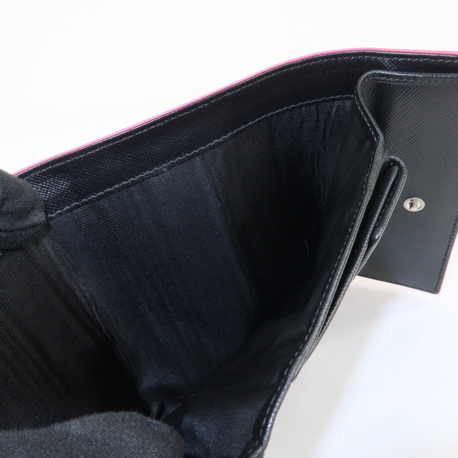 PRADA Triangle Logo Tessuto Nylon Mini Compact Wallet Neon Pink