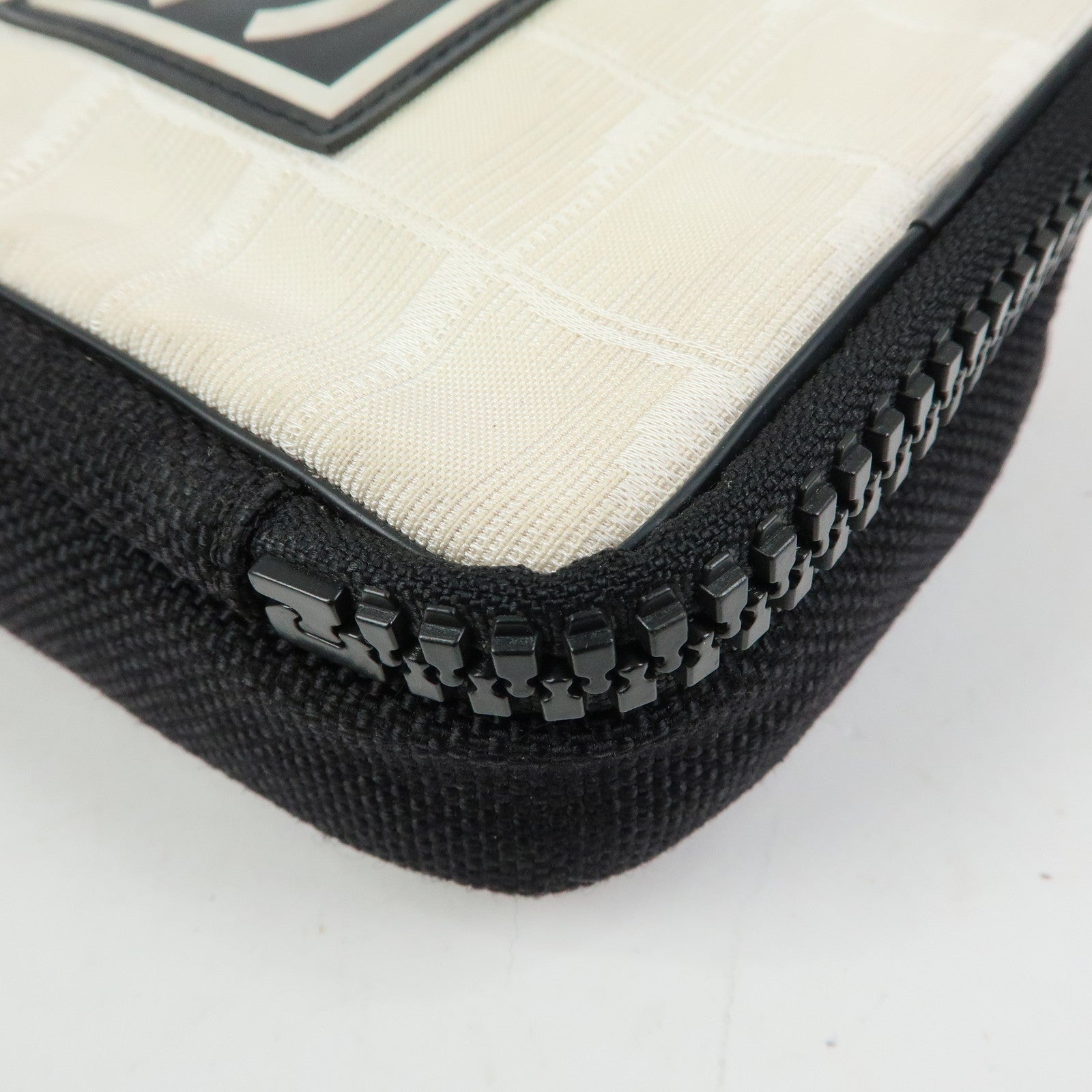 CHANEL New Travel Line Nylon Jacquard Shoulder Bag Beige Black