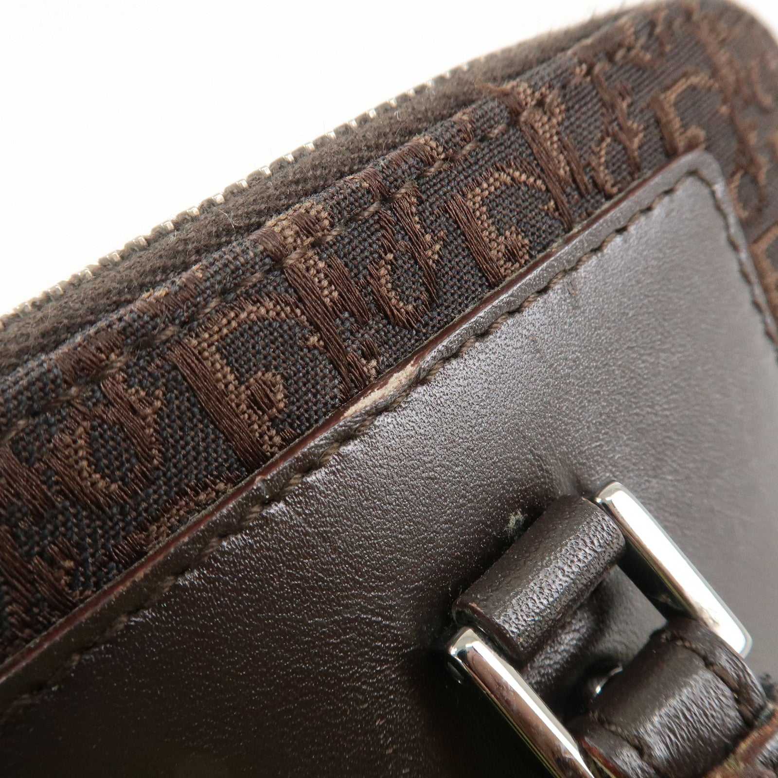 Christian Dior Street Chic Trotter Canvas Leather Hand Bag Brown Used