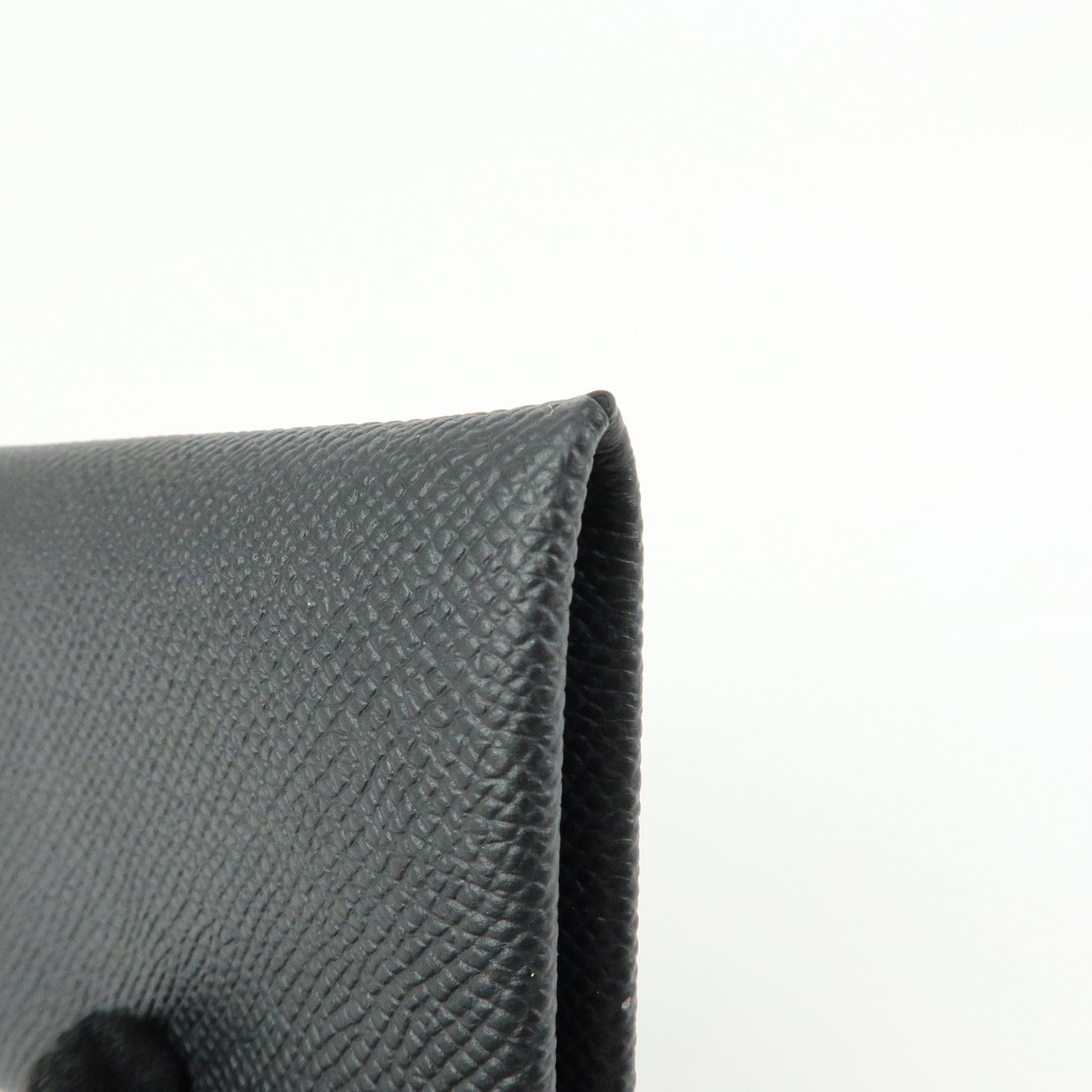 HERMES CALVI Duo Veau Epsom Card Case Card Holder W Stamped Black