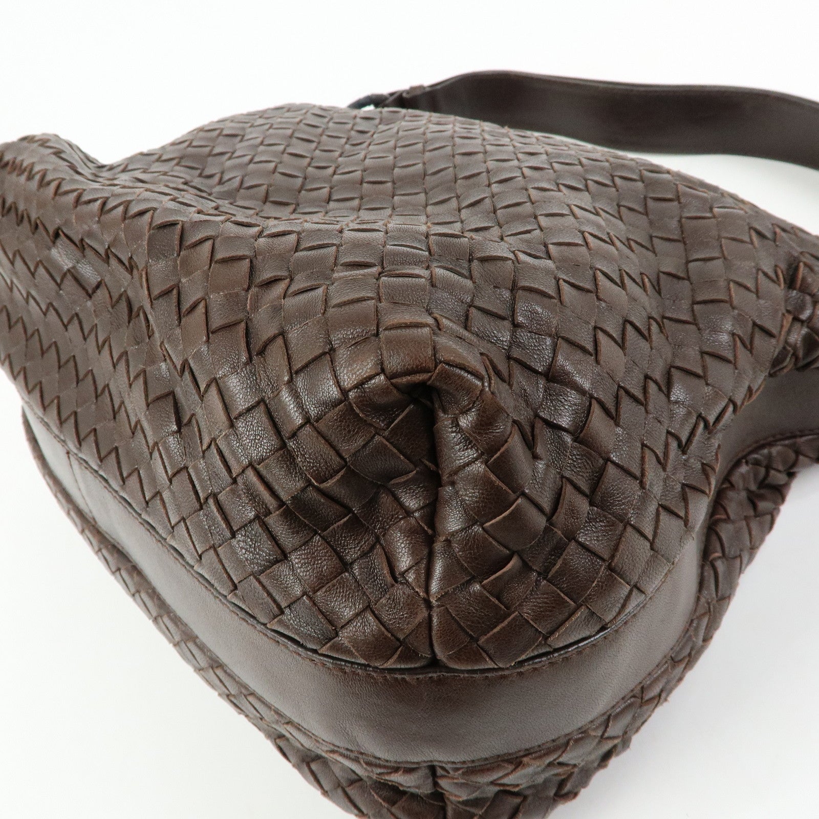 BOTTEGA VENETA Intrecciato Leather Shoulder Bag Brown 115658