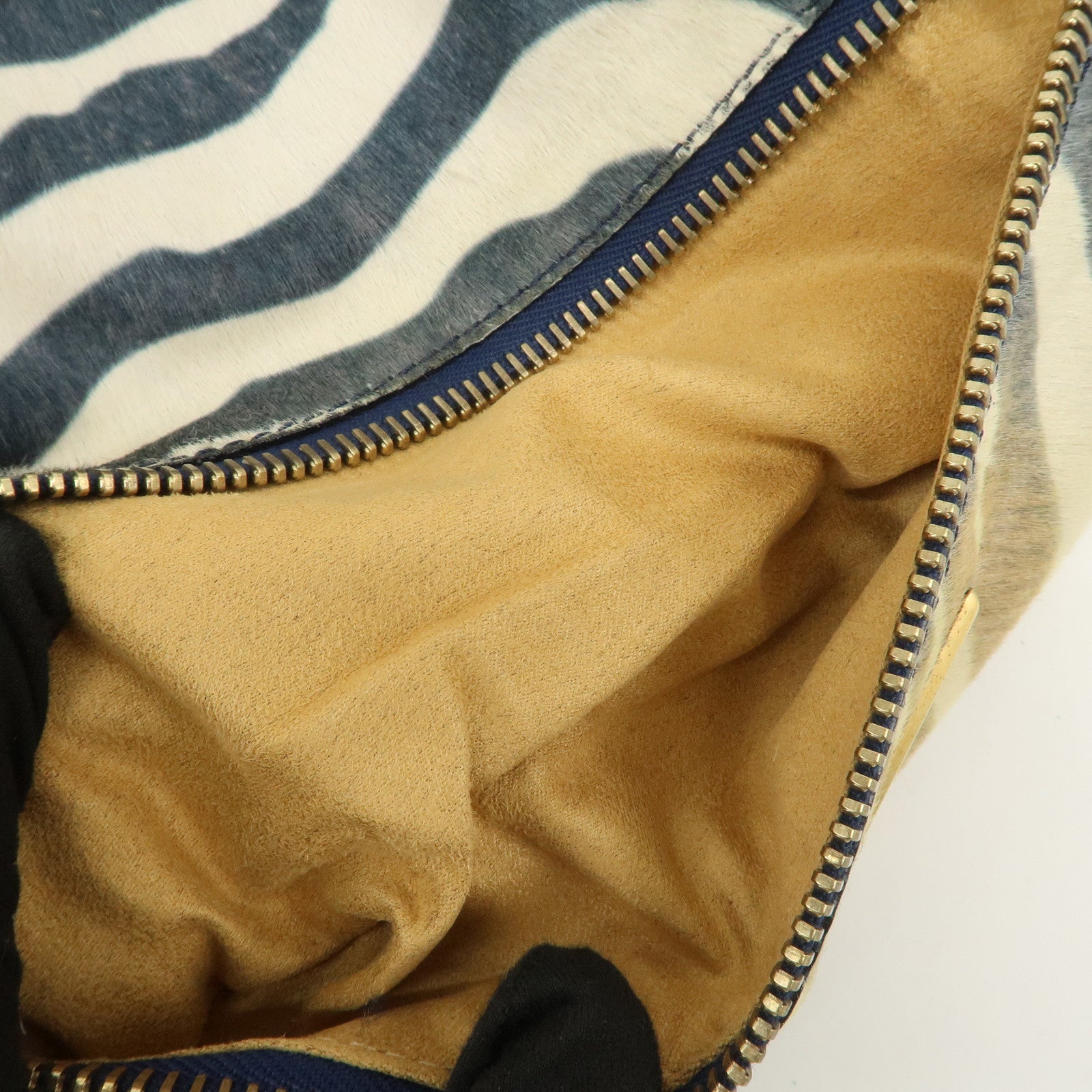 JIMMY CHOO Unborn Calf Clutch Bag Wristlet Pouch Zebra Navy