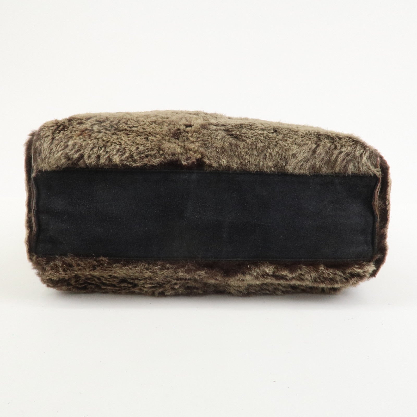 CHANEL COCO Mark Fur Suede Tote Bag Hand Bag Brown Black