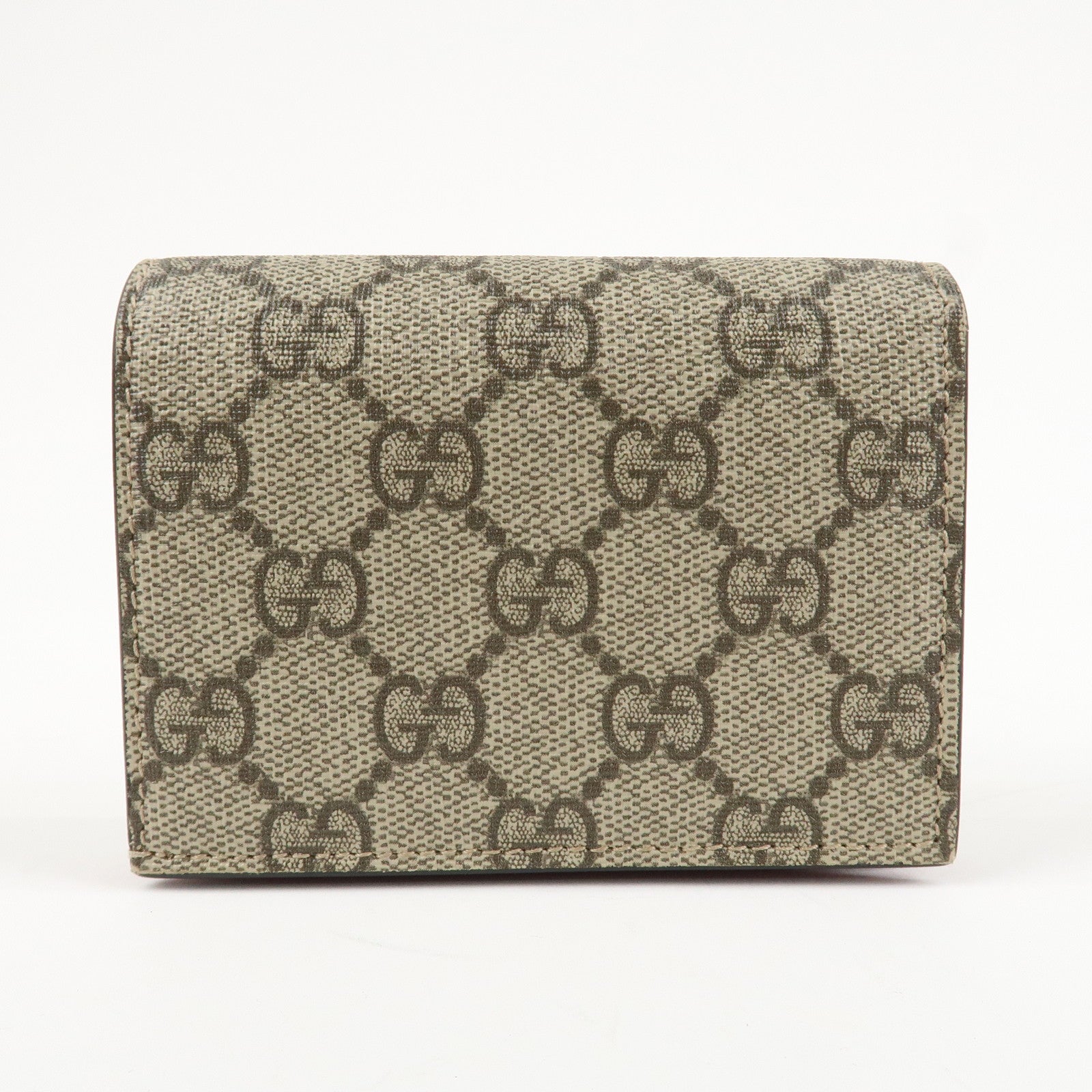 GUCCI Interlocking G GG Supreme Cherry Compact Wallet Beige 476050 Used