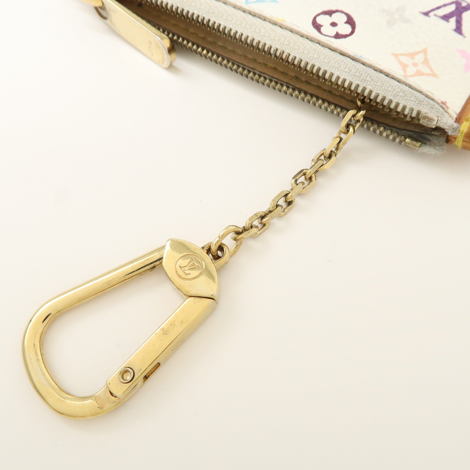 Louis Vuitton Monogram Multicolor Pochette Cles Coin Case Blanc M92655 Used