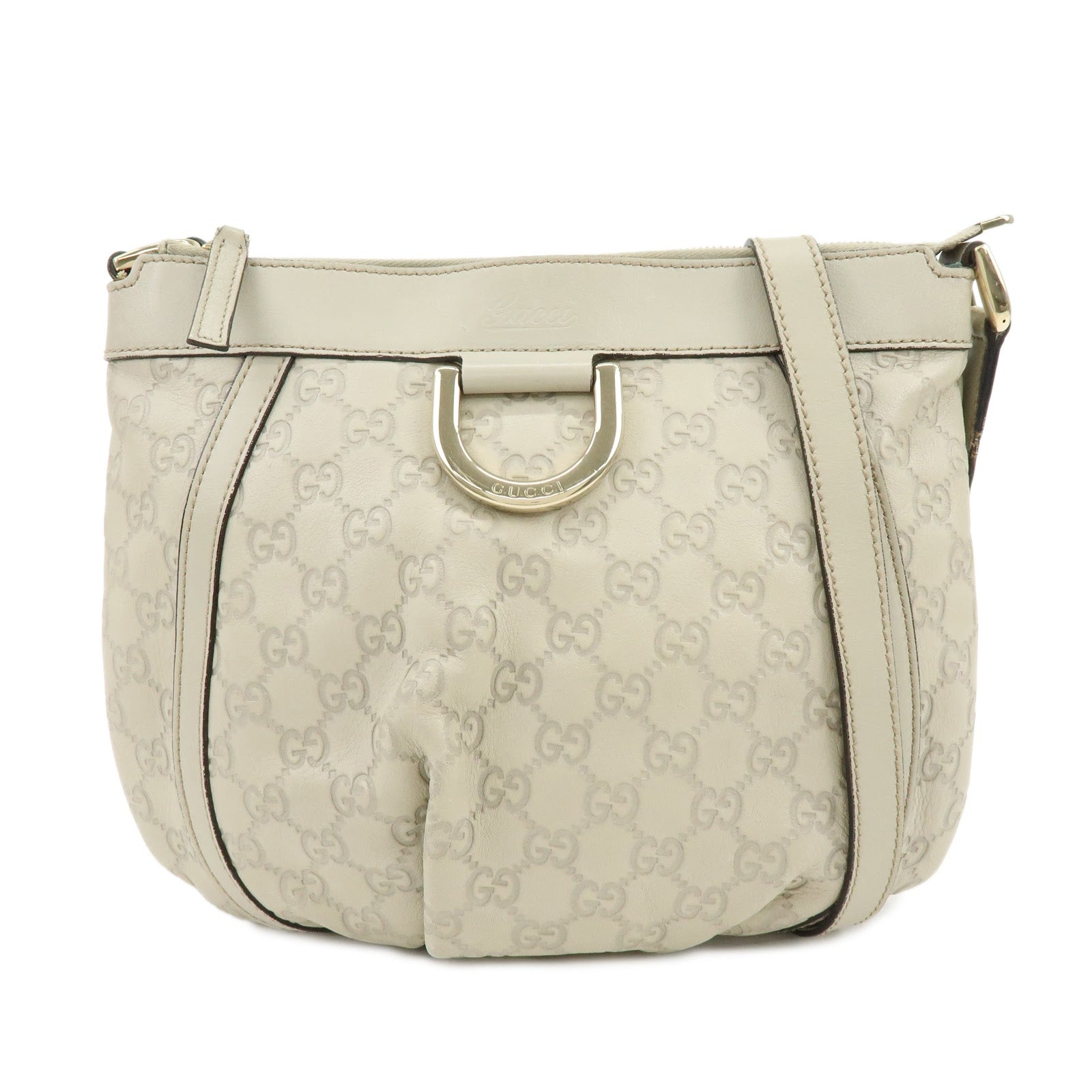 Gucci Abbey Guccissima Leather Shoulder Crossbody Bag Ivory 203257