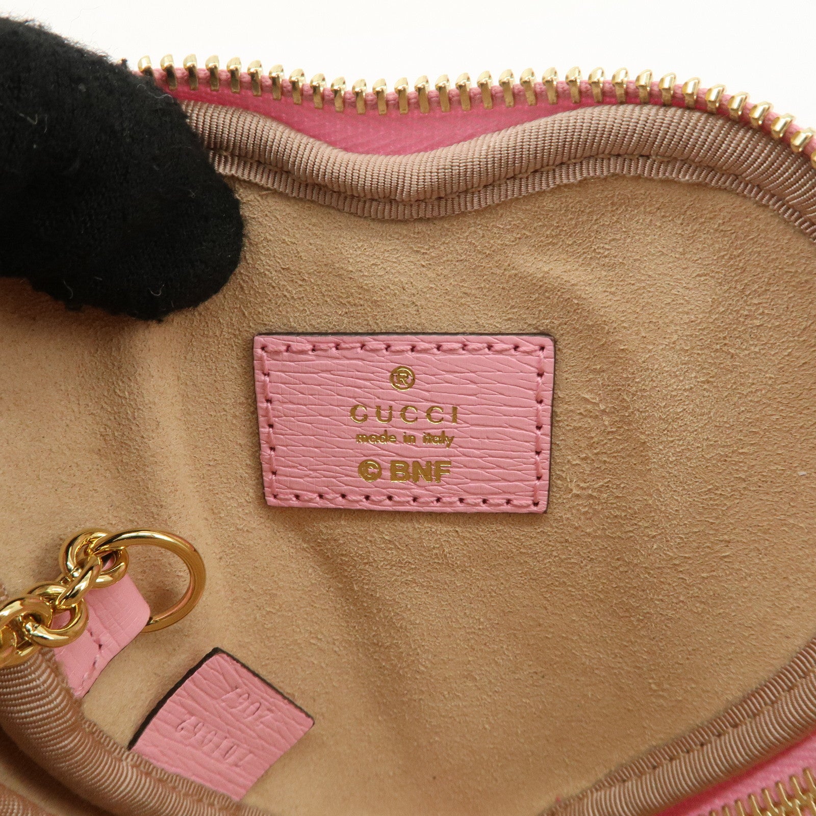 GUCCI Bananya Collaboration Leather Heart Coin Case Pink 701062 Used