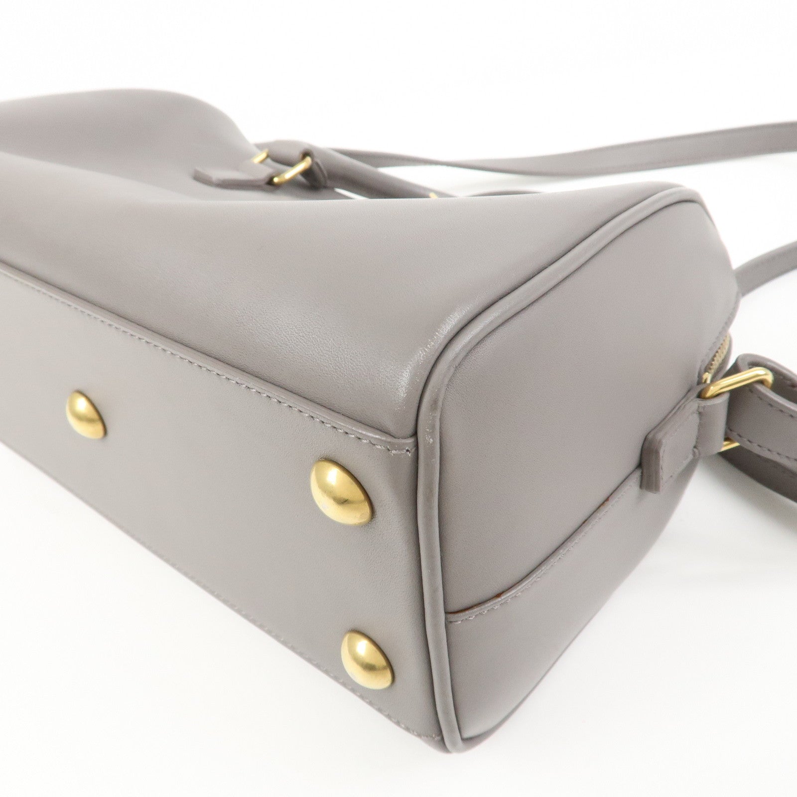 SAINT LAURENT PARIS Baby Duffle Leather 2WAY Hand Bag Gray 330958