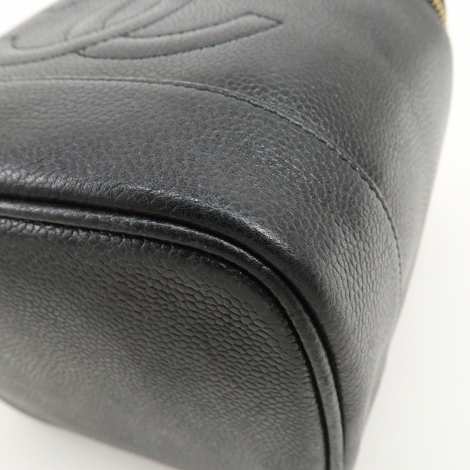 CHANEL COCO Mark Caviarskin Vanity Bag Hand Bag Black A01998