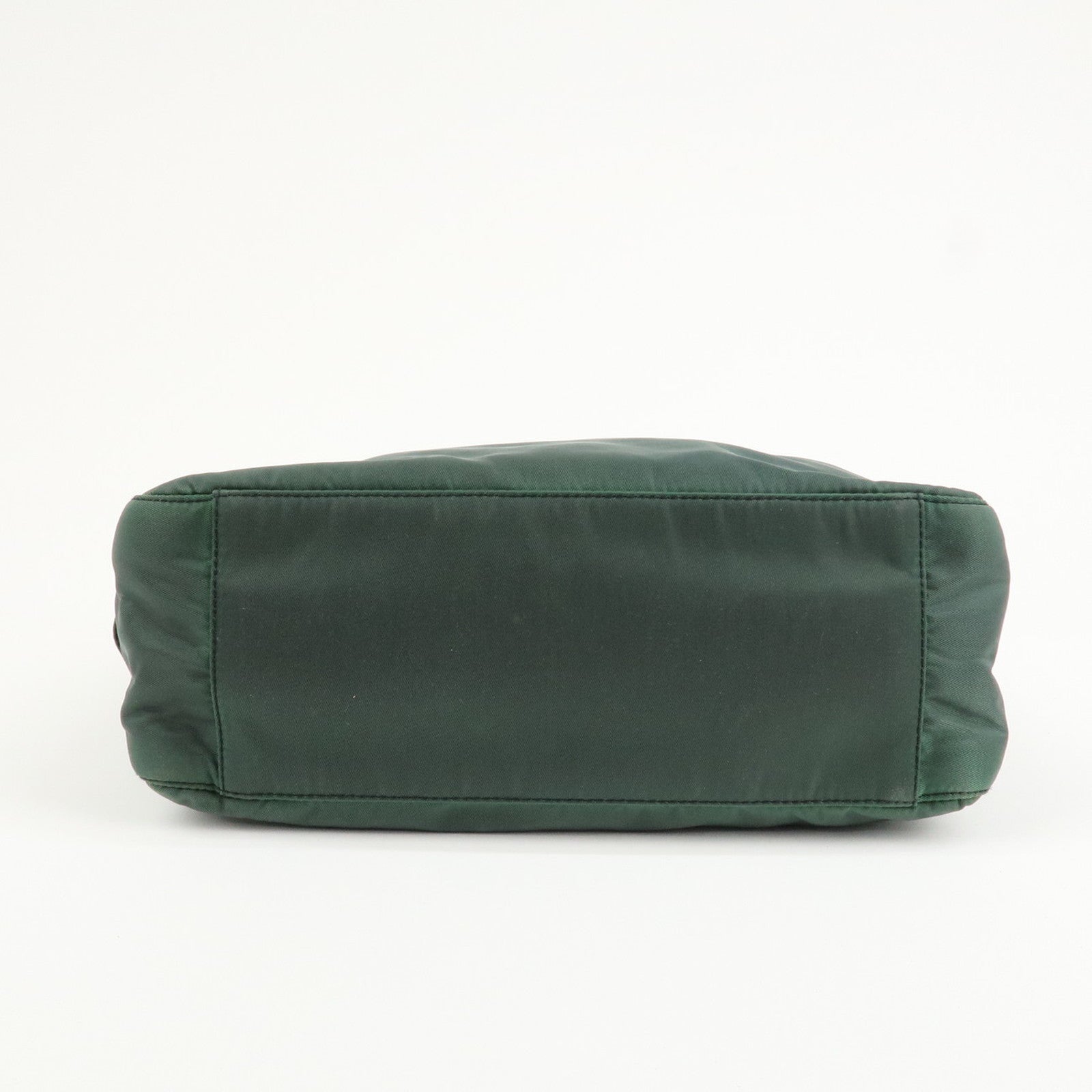 PRADA Triangle Logo Nylon Leather Tote Bag Green