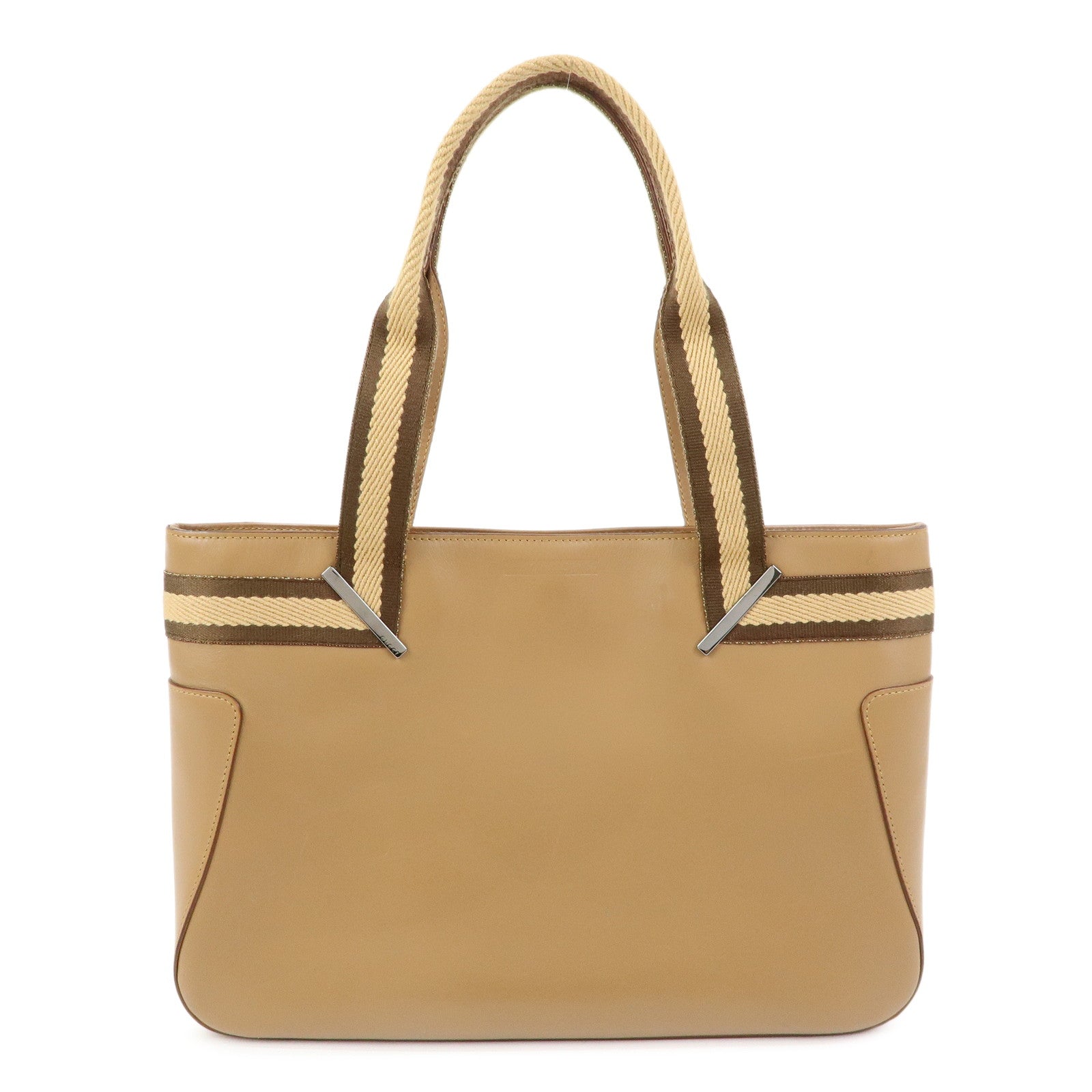 GUCCI Sherry Leather Tote Bag Shoulder Bag Beige 002.1135