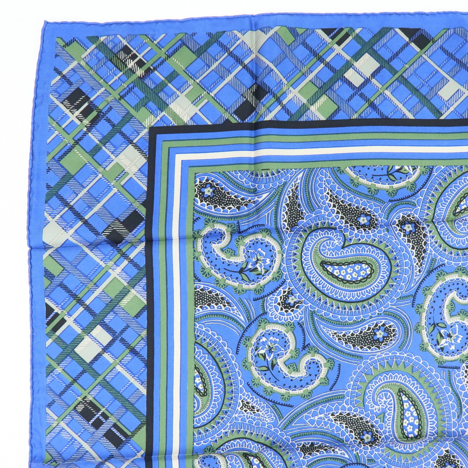 Christian Dior Silk 100% Scarf Paisley Blue Green
