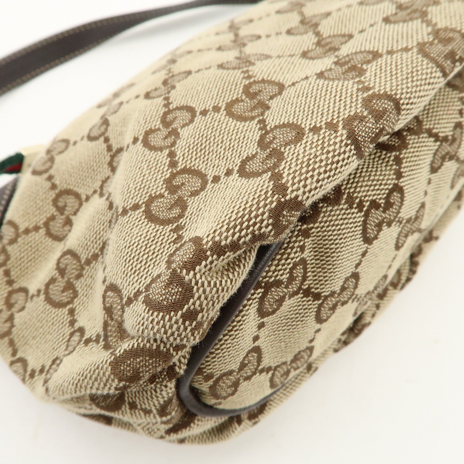 GUCCI Sherry GG Canvas Leather Shoulder Bag Beige Brown 224093 Used