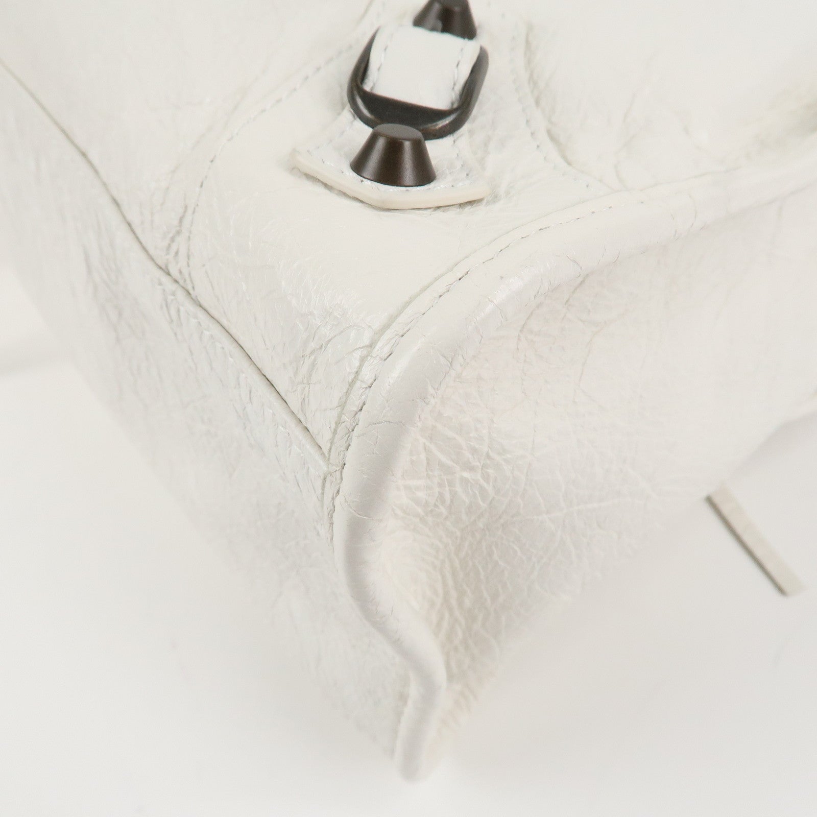 BALENCIAGA The City Leather 2Way Hand Bag White 115748 Used