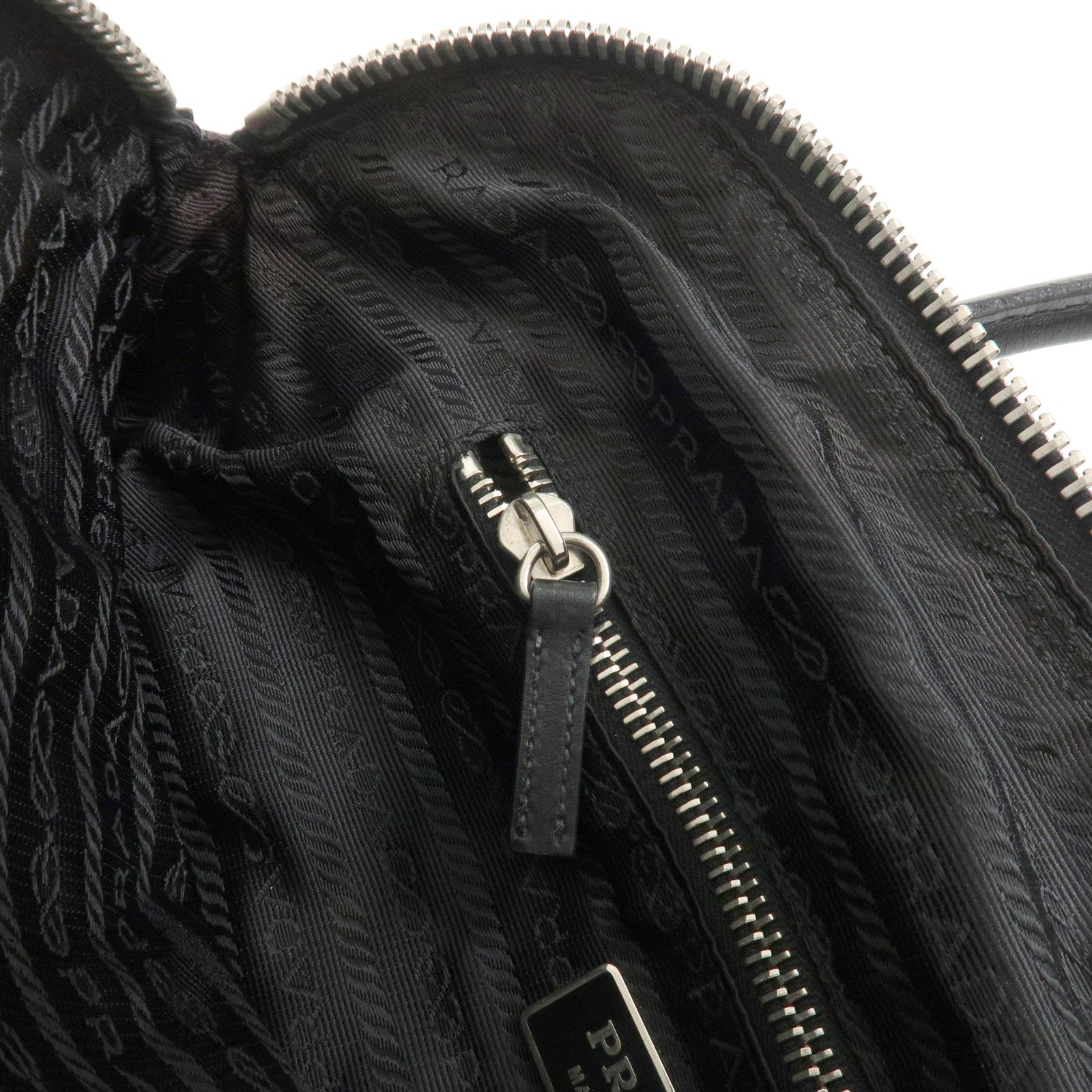 PRADA Triangle Logo Nylon Leather Shoulder Bag Hand Bag Black