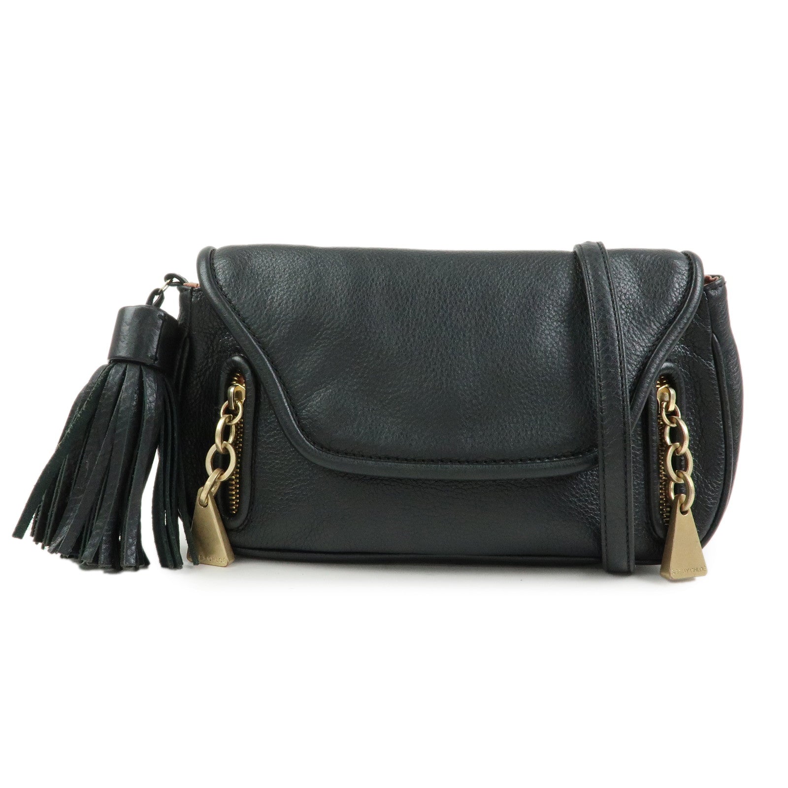 Chloe See By Chloe Leather Shoulder Bag Crossbody Bag Black