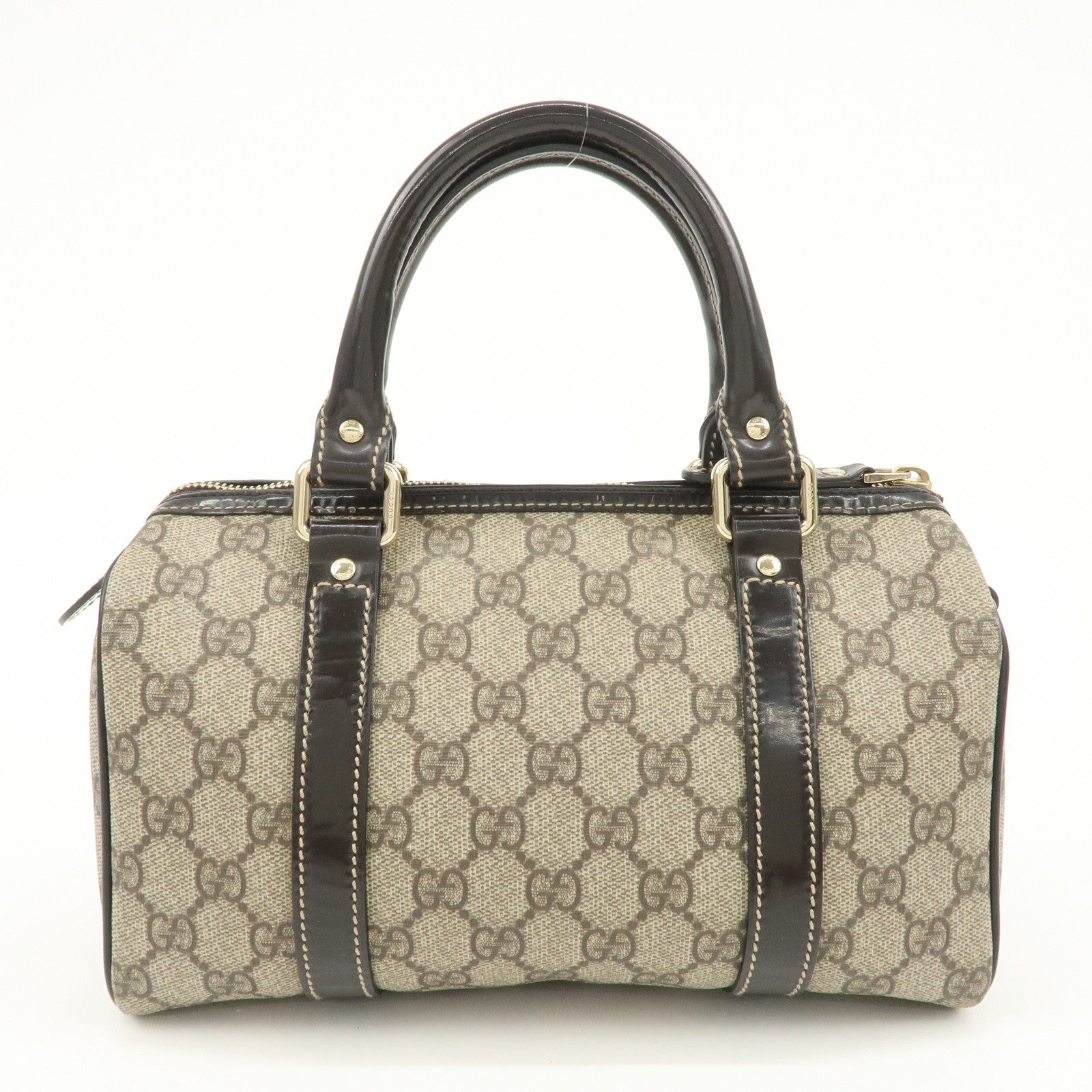 GUCCI GG Spream Patent Leather Mini Boston Bag Beige 193604