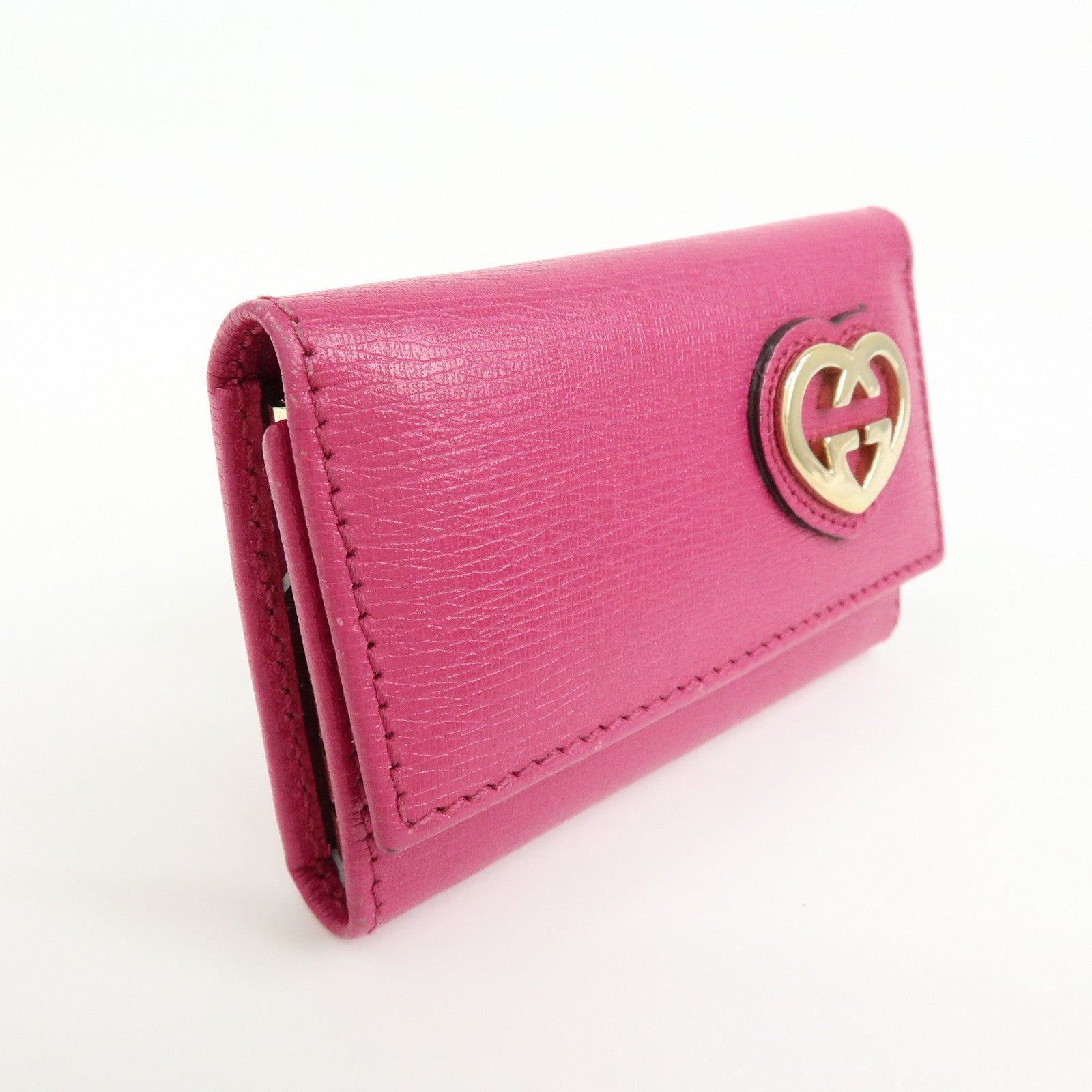 GUCCI Lovely Heart Interlocking G Leather 6 Ring Key Case 257217