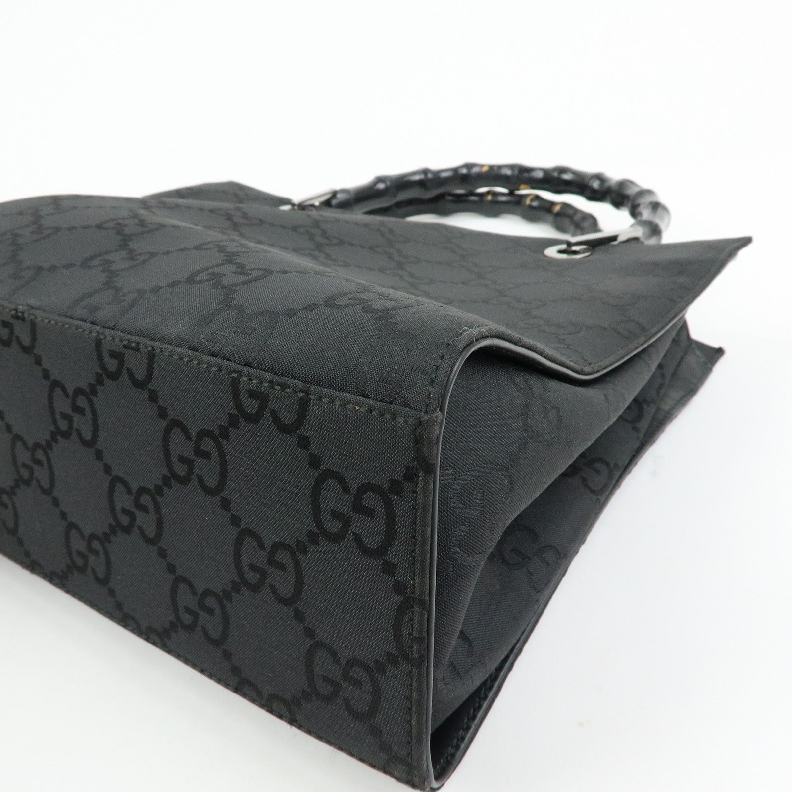 GUCCI Bamboo GG Nylon 2Way Tote Bag Black 002.1016