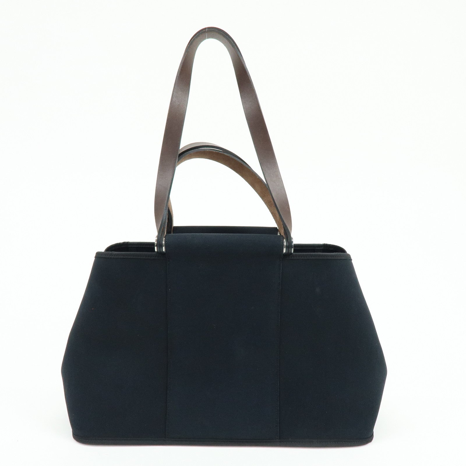 HERMES Cabag Elan PM Toile Officier Leather Tote Bag ▢N Stamped