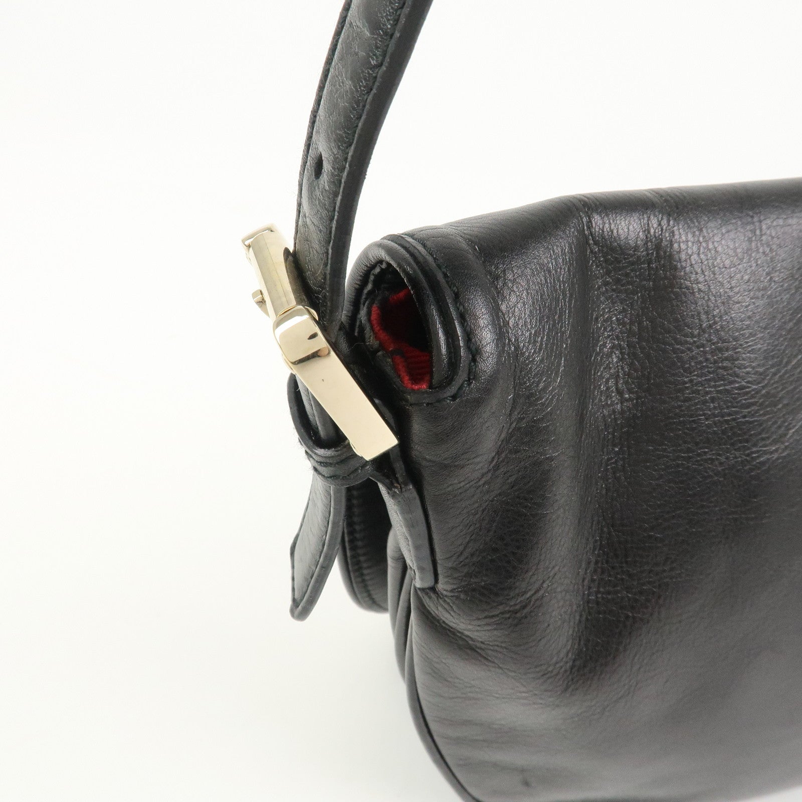 GUCCI Interlocking G Leather Shoulder Bag Hand Bag Black 161727