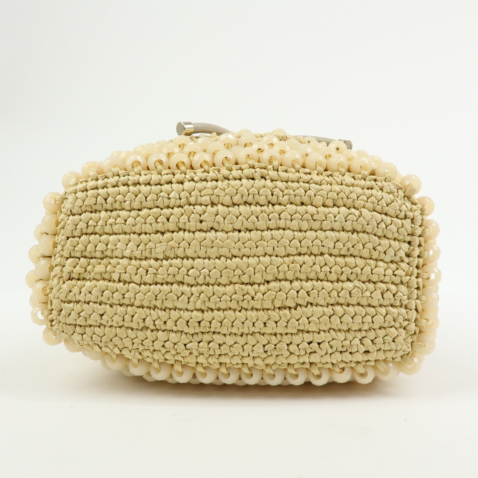 JIMMY CHOO Bon Bon Raffia Leather Hand Bag Beige