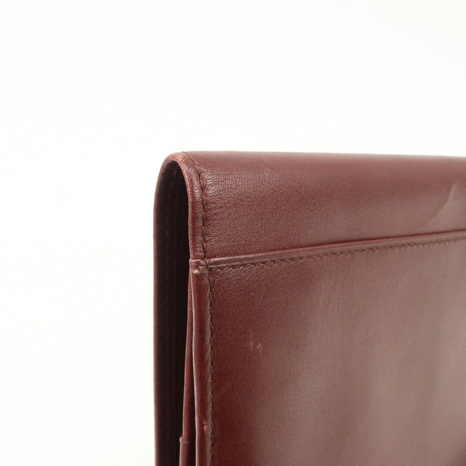 Cartier Must Line Leather Clutch Bag Bordeaux Gold Hardware Used