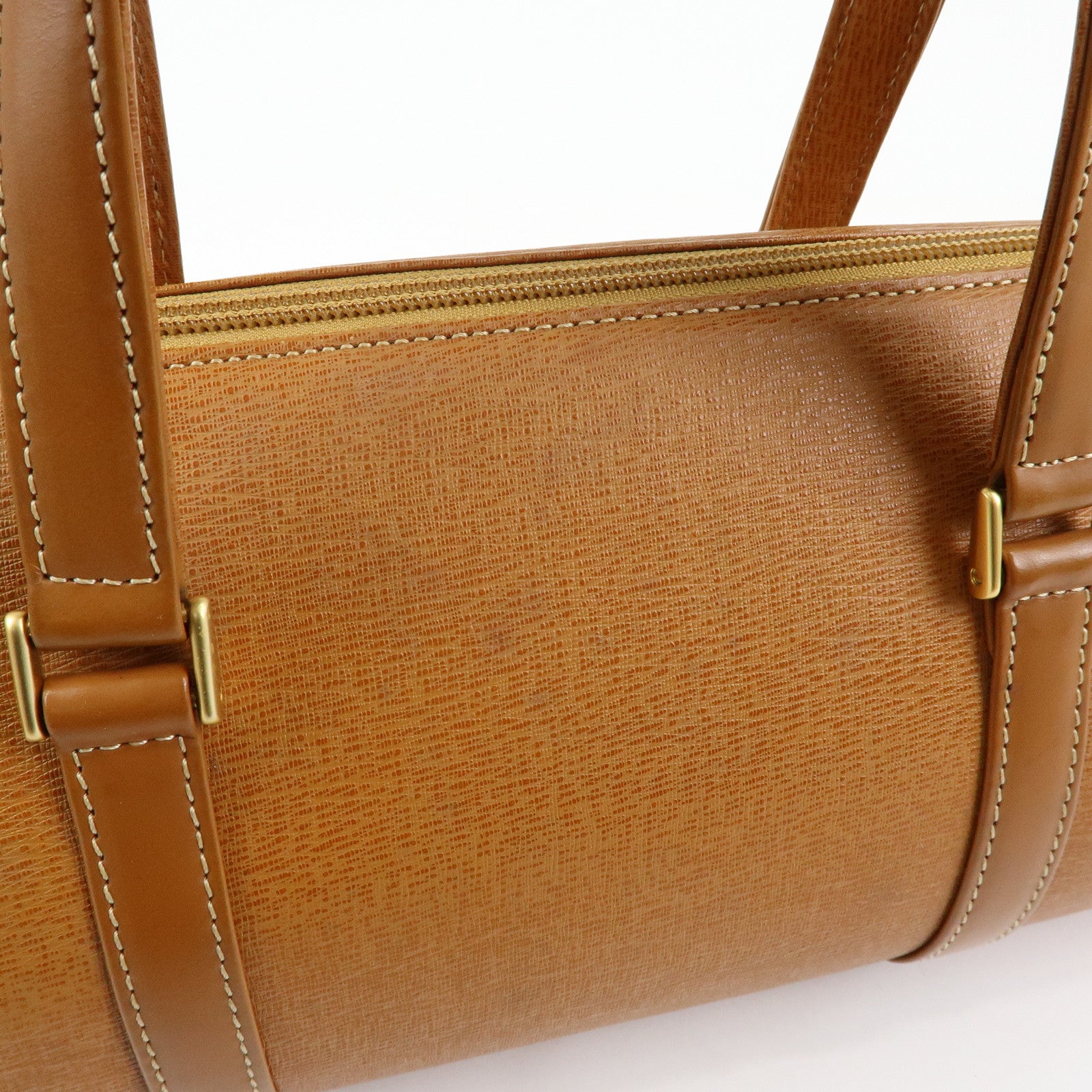 BURBERRY Logo Leather Hand Bag Tote Bag Brown